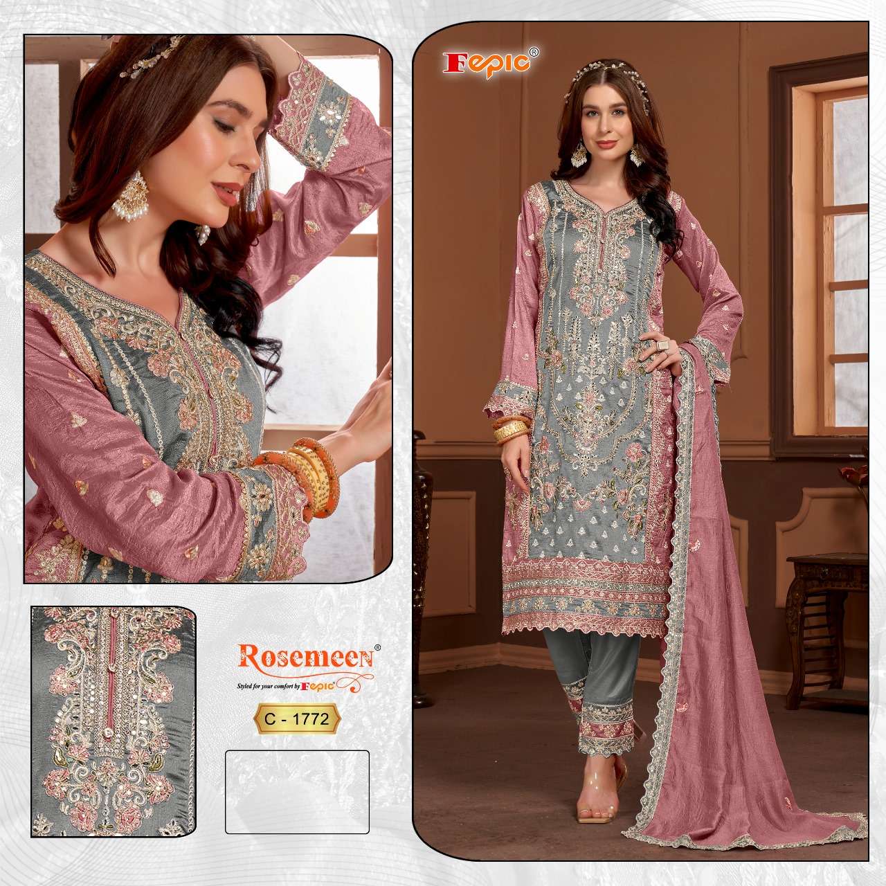 FEPIC ROSEMEEN C 1772 SILK HEAVY EMBROIDERED PAKISTANI SUIT