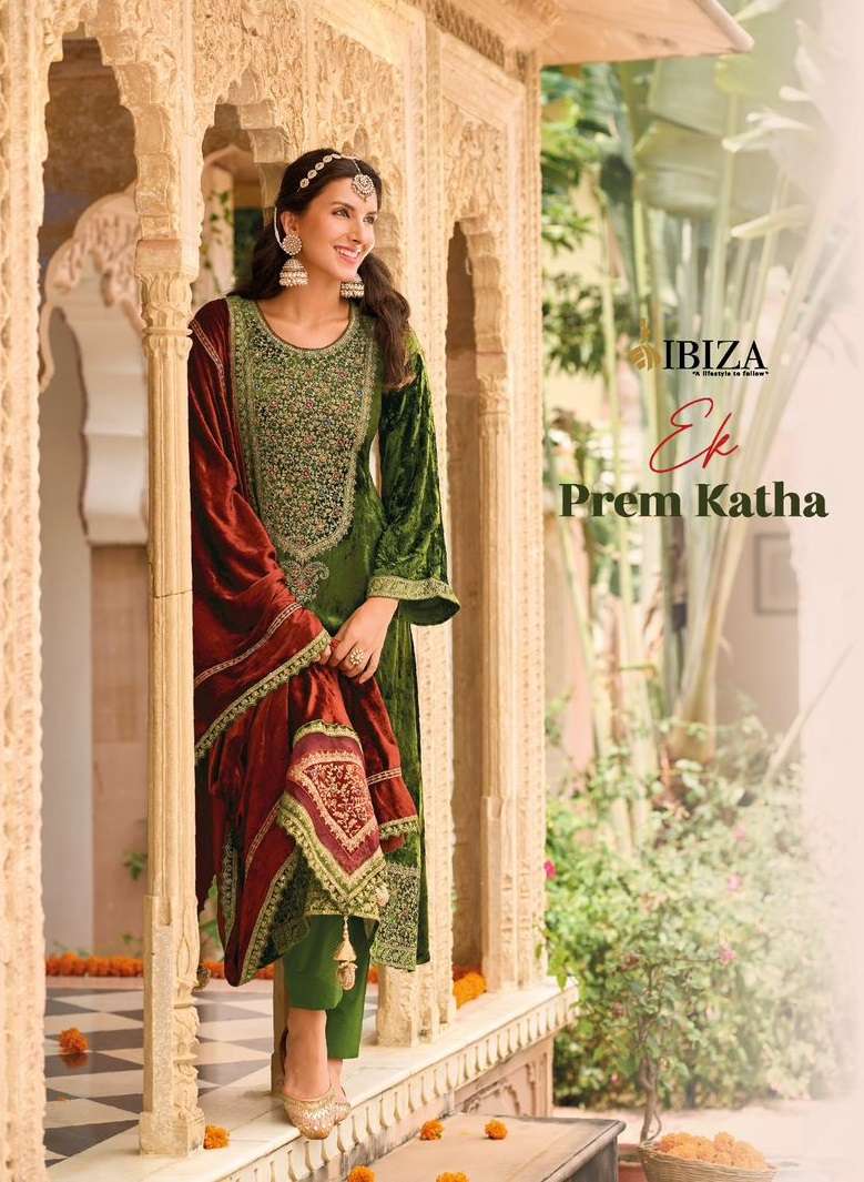  IBIZA EK PREM KATHA VISCOSE VELVET WITH BEAUTIUL DESIGNER HEAVY SUIT