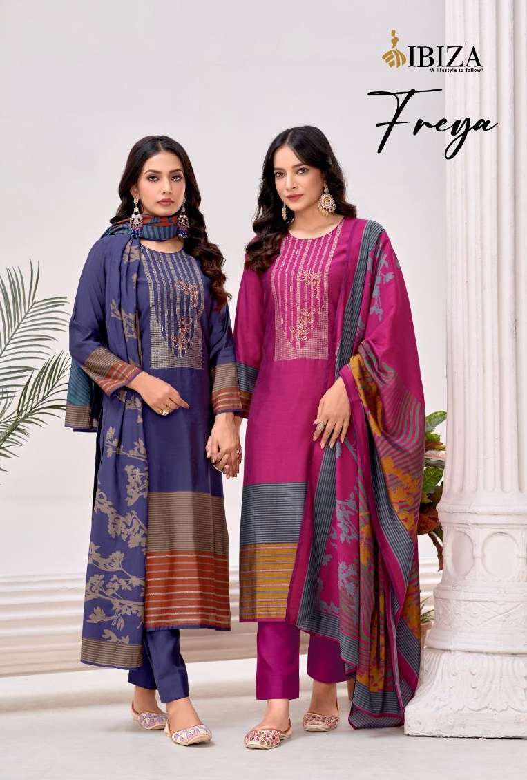 IBIZA FREYA PASHMINA DIGITAL PRINT EMBROIDERY WORK SUIT