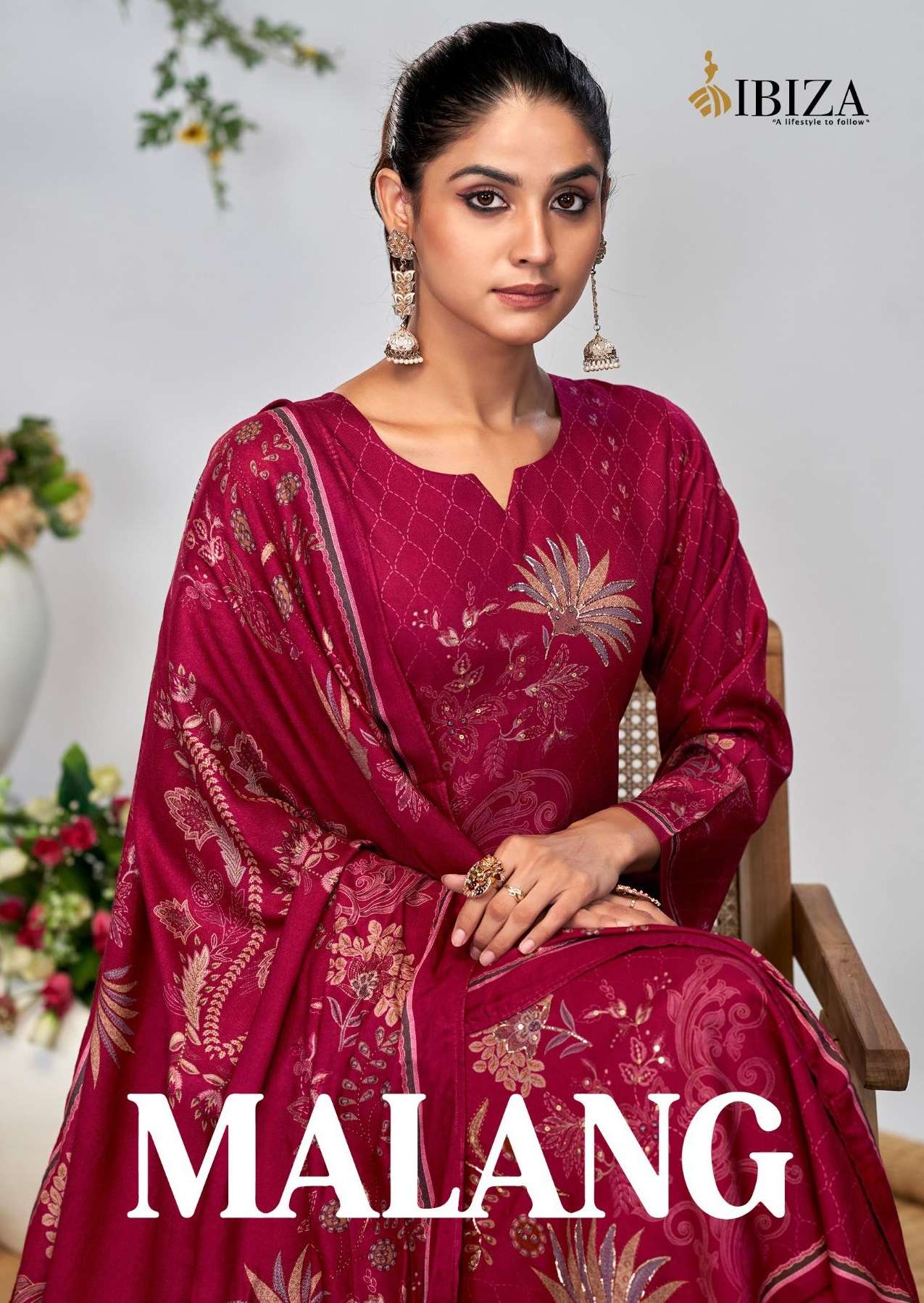 IBIZA MALANG PASHMINA DIGITAL PRINT WITH DESIGNER WORK SUIT