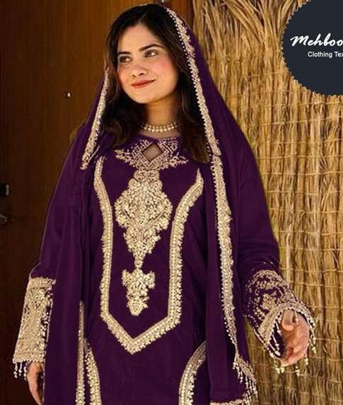 MEHBBOB TEX D NO 1356 VELVET WITH HEAVY EMBROIDERED SUIT