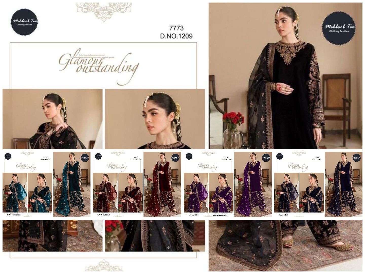 MEHBOOB TEX DESIGN NO - 1209 BEAUTIFUL DESIGN EMBROIDERY WORK SALWAR KAMEEZ
