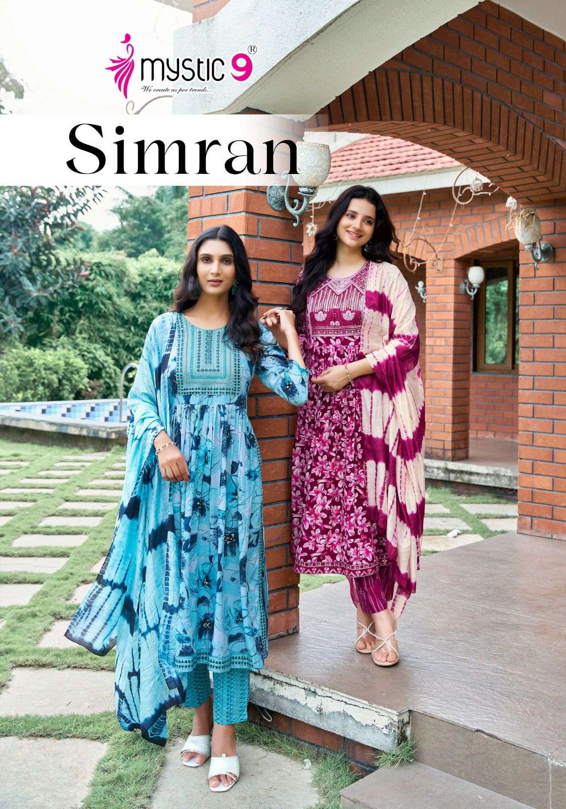  MYSTIC 9 SIMRAN VOL 5 NAIRA CUT PATTERN FANCY KURTI COMBO SET