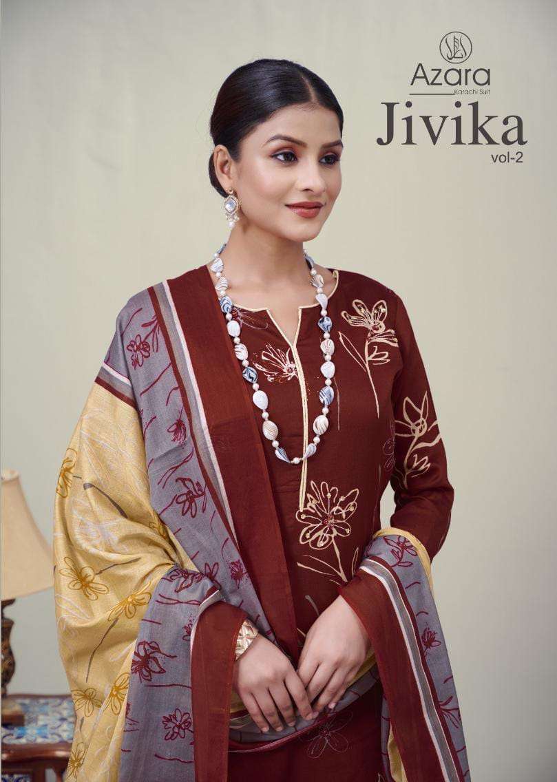 RADHIKA FASHION AZARA JIVIKA VOL 2 JAM COTTON PRINT WITH HAND WORK SUIT