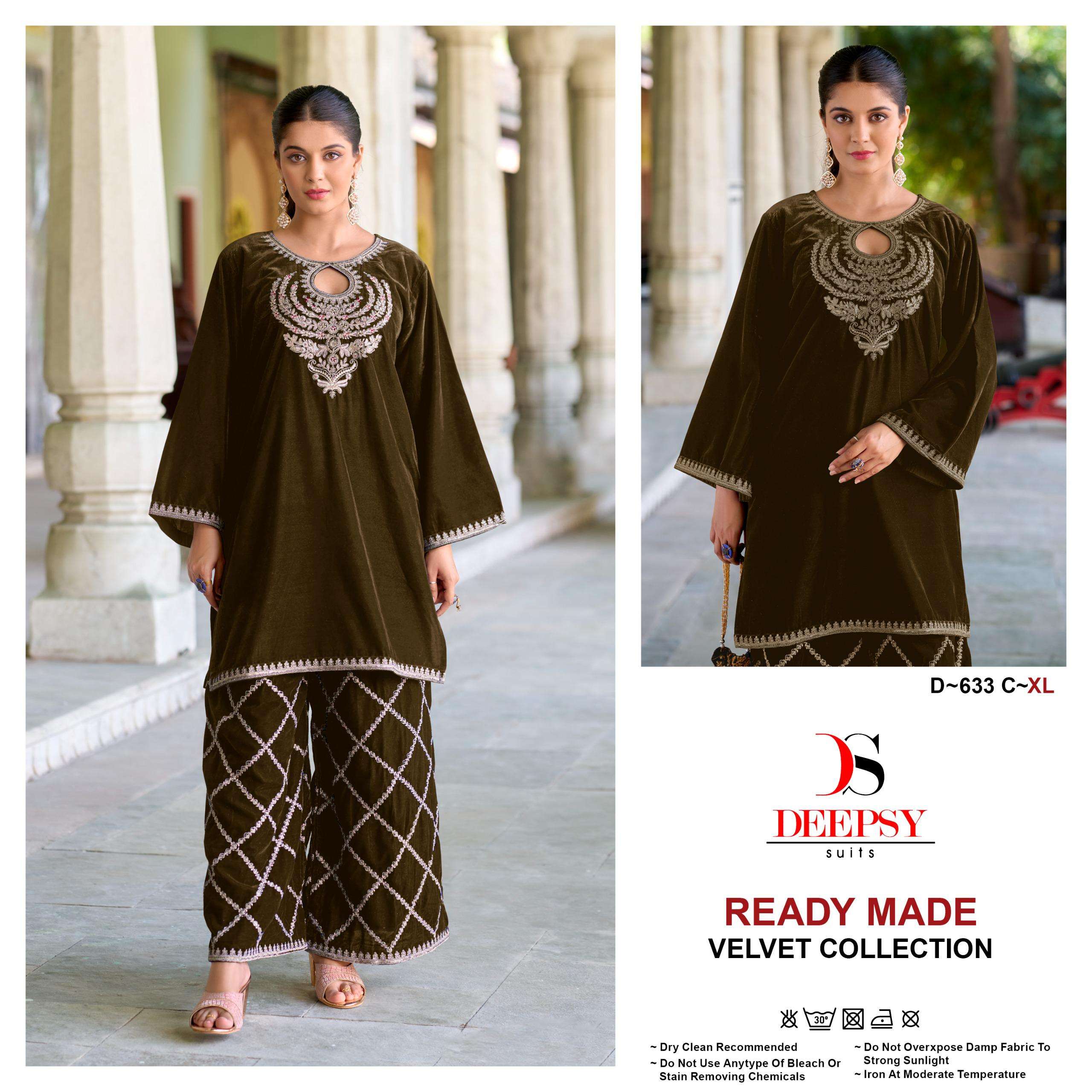 SHREE FABS D 633 VELVET DESIGNER PAKISTANI KURTI WTH BOTTOM SET