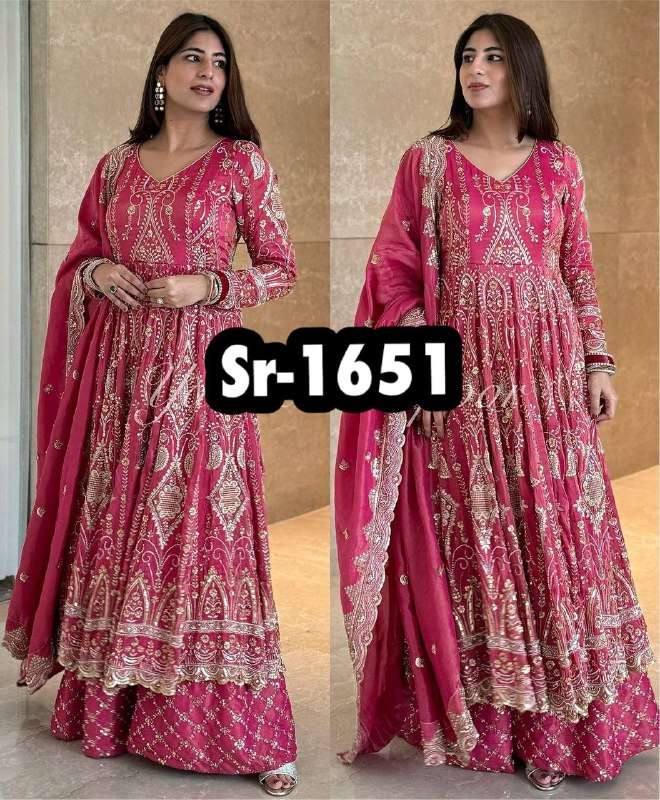SR 1651 HEAVY DESIGNER GOWN WITH SHARARA AND DUPATTA 