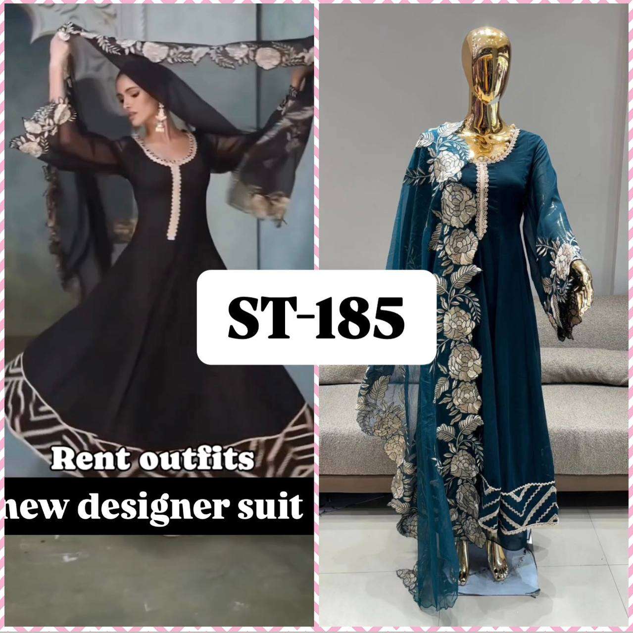 ST 185 DESIGNER ANARKALI GOWN WITH BOTTOM AND DUPATTA SET