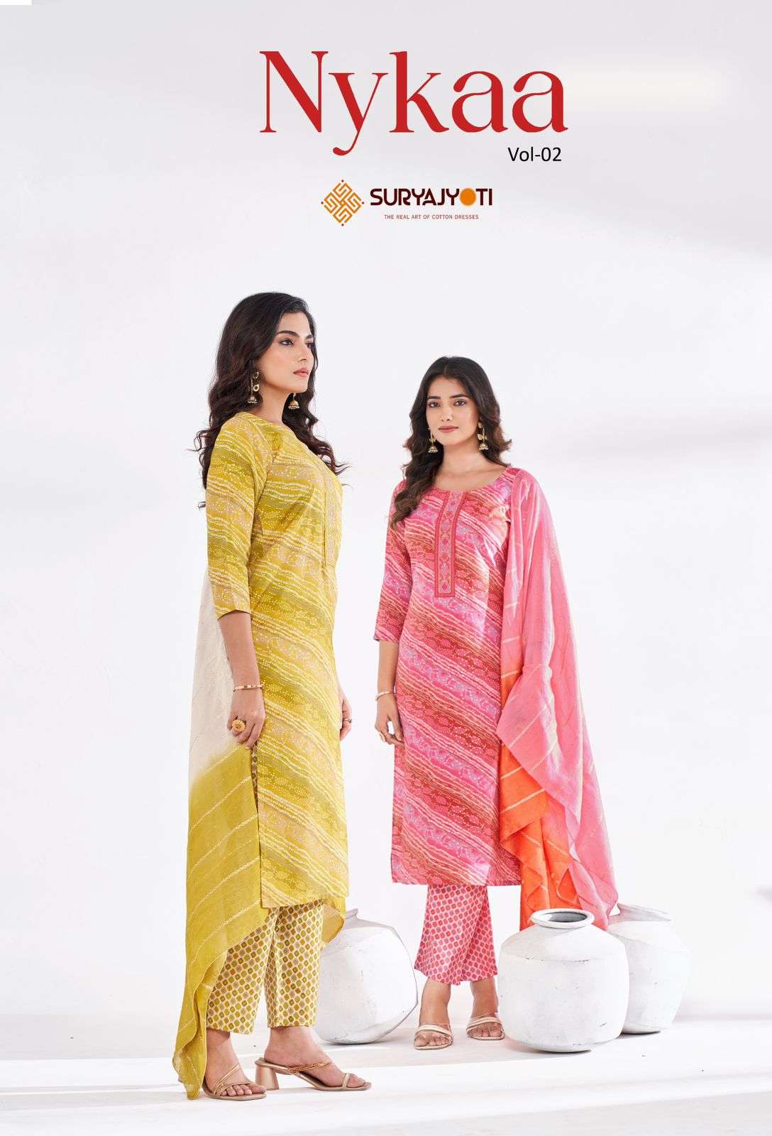 SURYAJYOTI NYKAA VOL 2 MODAL PRINT FABRIC FANCY KURTI COMBO SET 