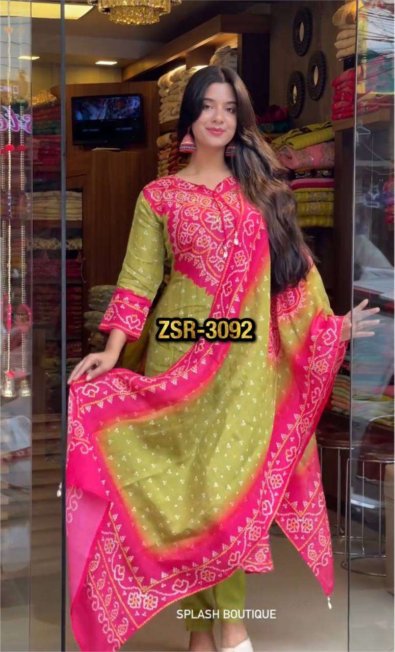 ZSR 3092 SILK DIGITAL PRINT WITH FANCY DESIGNER WORK SUIT