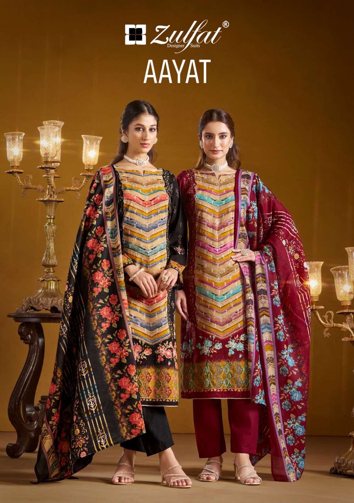 ZULFAT DESIGNER SUITS AAYAT RAYON PRINTS WITH FANCY WORK SUIT