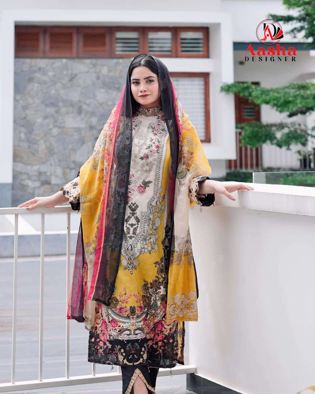 AASHA DESIGNER DESIGN NO - 1080 PURE COTTON PRINT WITH EXCLUSIVE PATCH EMBROIDERY SALWAR SUIT
