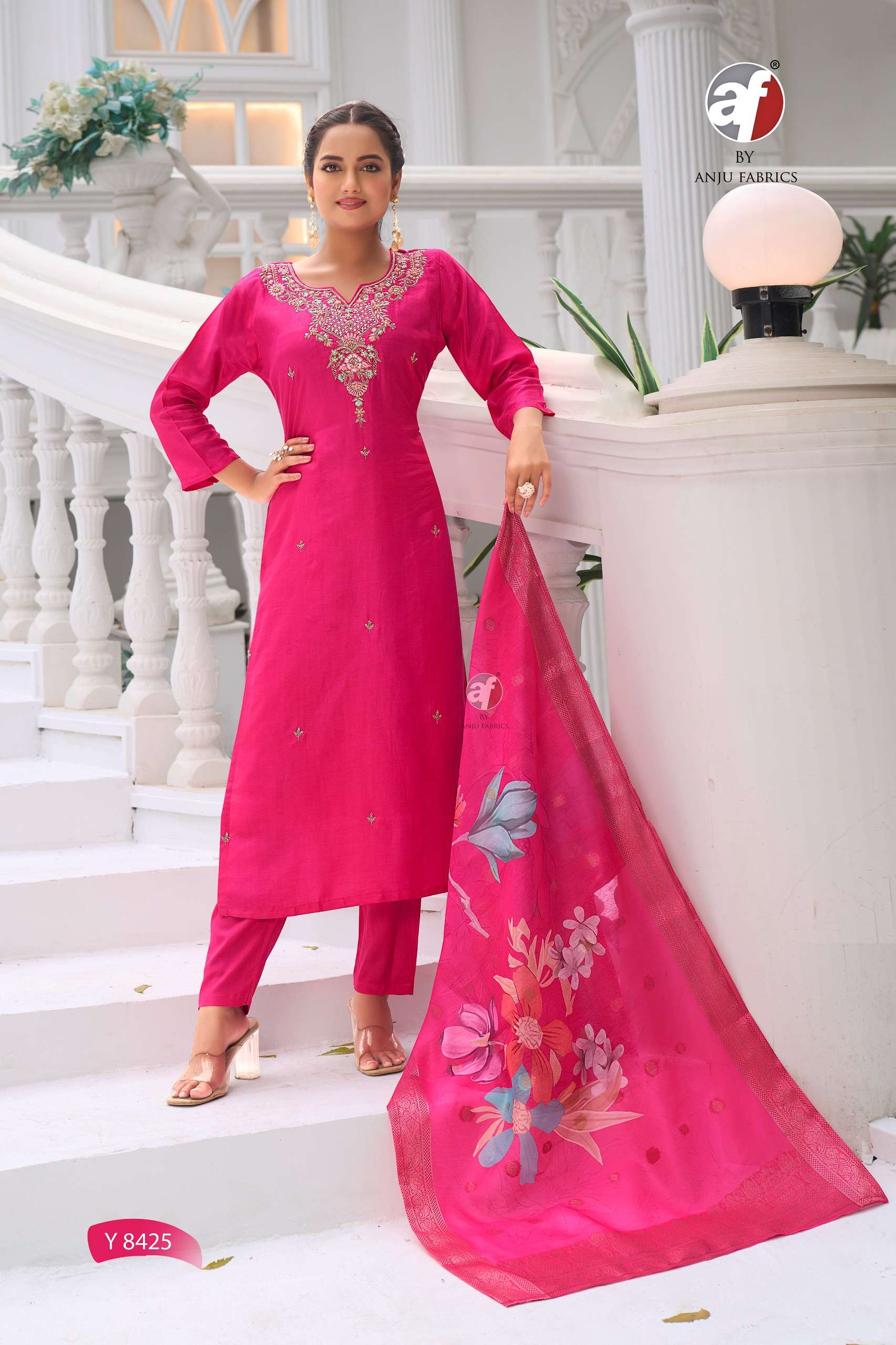ANJU FABRICS Y 8425 DOLA SILK HEAVY HAND WORK DESIGNER SUIT