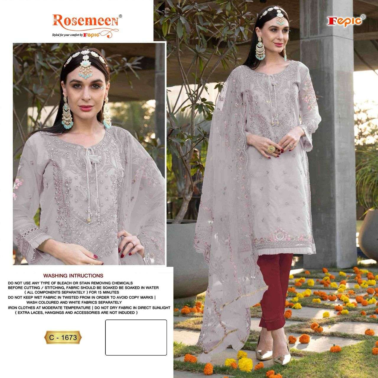 FEPIC ROSEMEEN C 1673 ORGANZA HEAVY EMBROIDERED PAKISTANI SUIT
