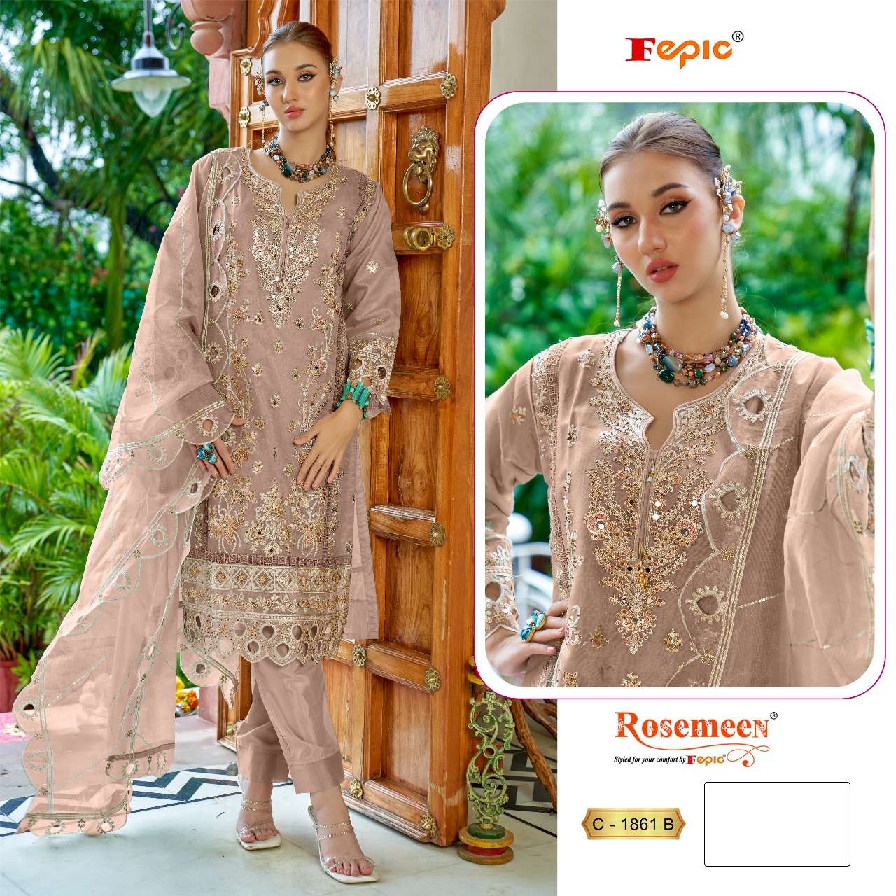  FEPIC ROSEMEEN C 1861 HEAVY BEAUTIFUL EMBROIDERD PAKISTANI SUIT