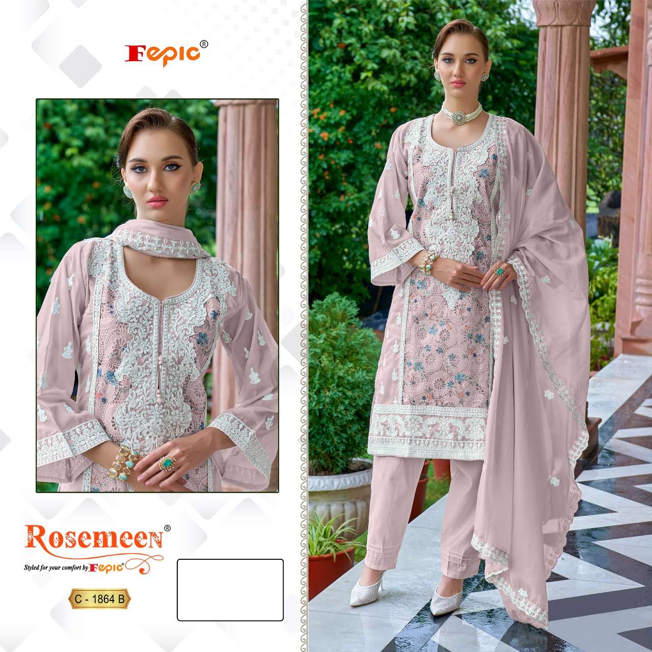 FEPIC ROSEMEEN C 1864 ORGANZA EMBROIDERED PAKISTANI SUIT