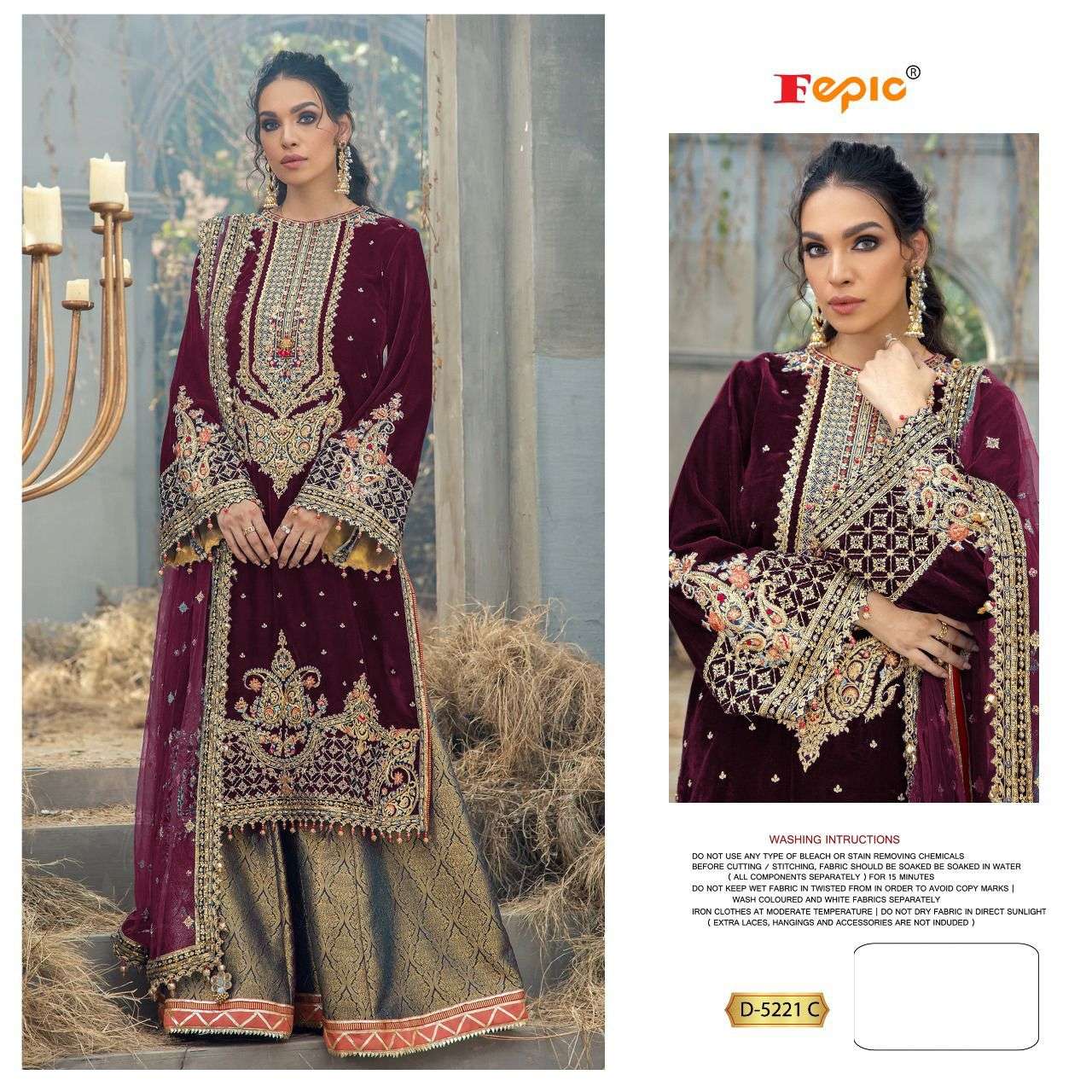 FEPIC ROSEMEEN D 5221 VELVET HEAVY EMBROIDERED PAKISTANI SUIT