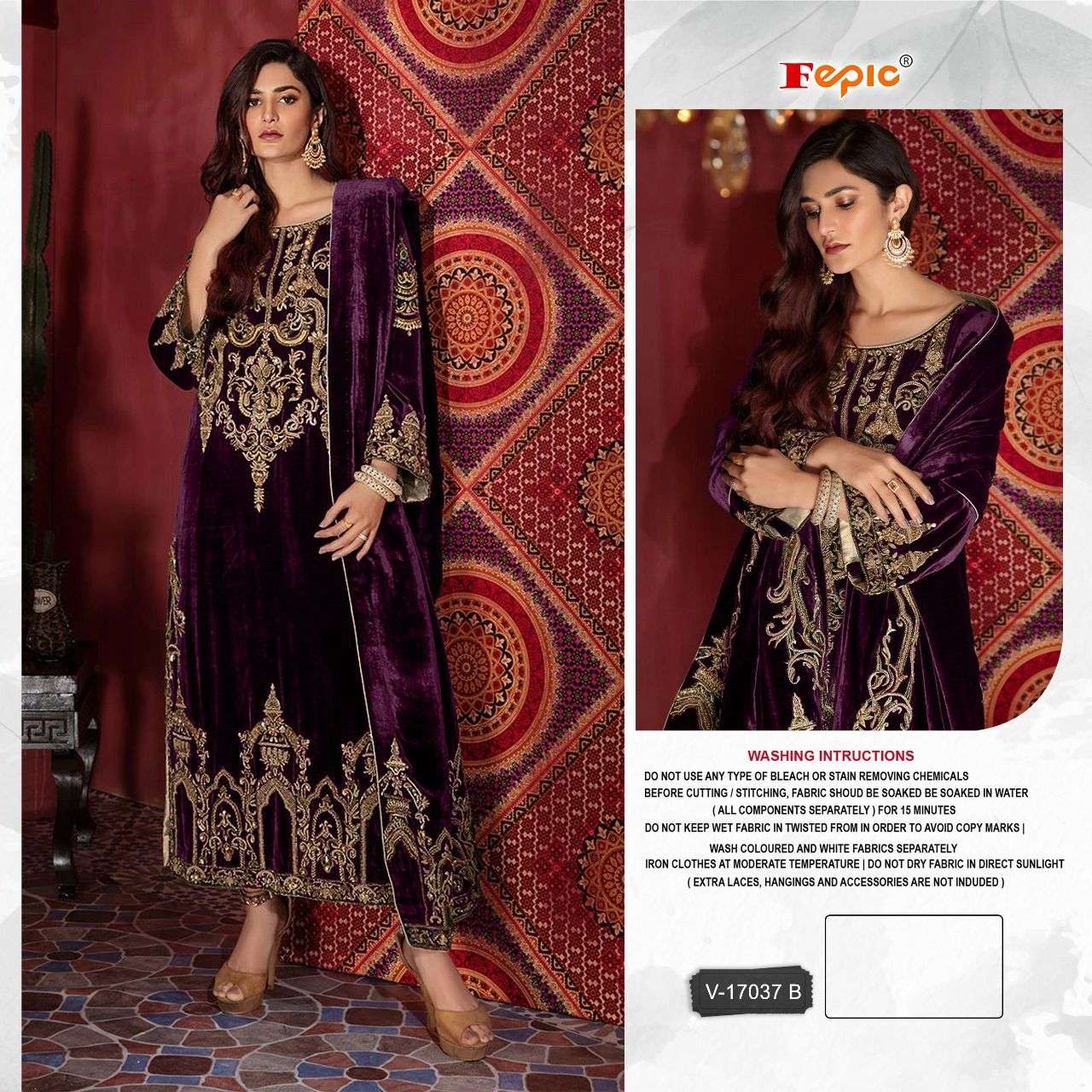 FEPIC ROSEMEEN V 17037 VELVET EMROIDERED PAKISTANI SUIT
