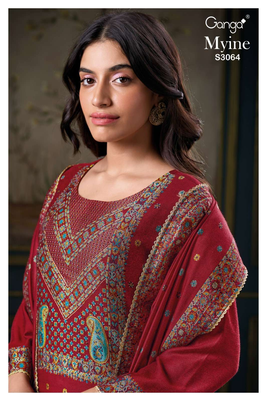 GANGA MYINE 3064 PASHMINA JACQUARD DESIGNER SUIT