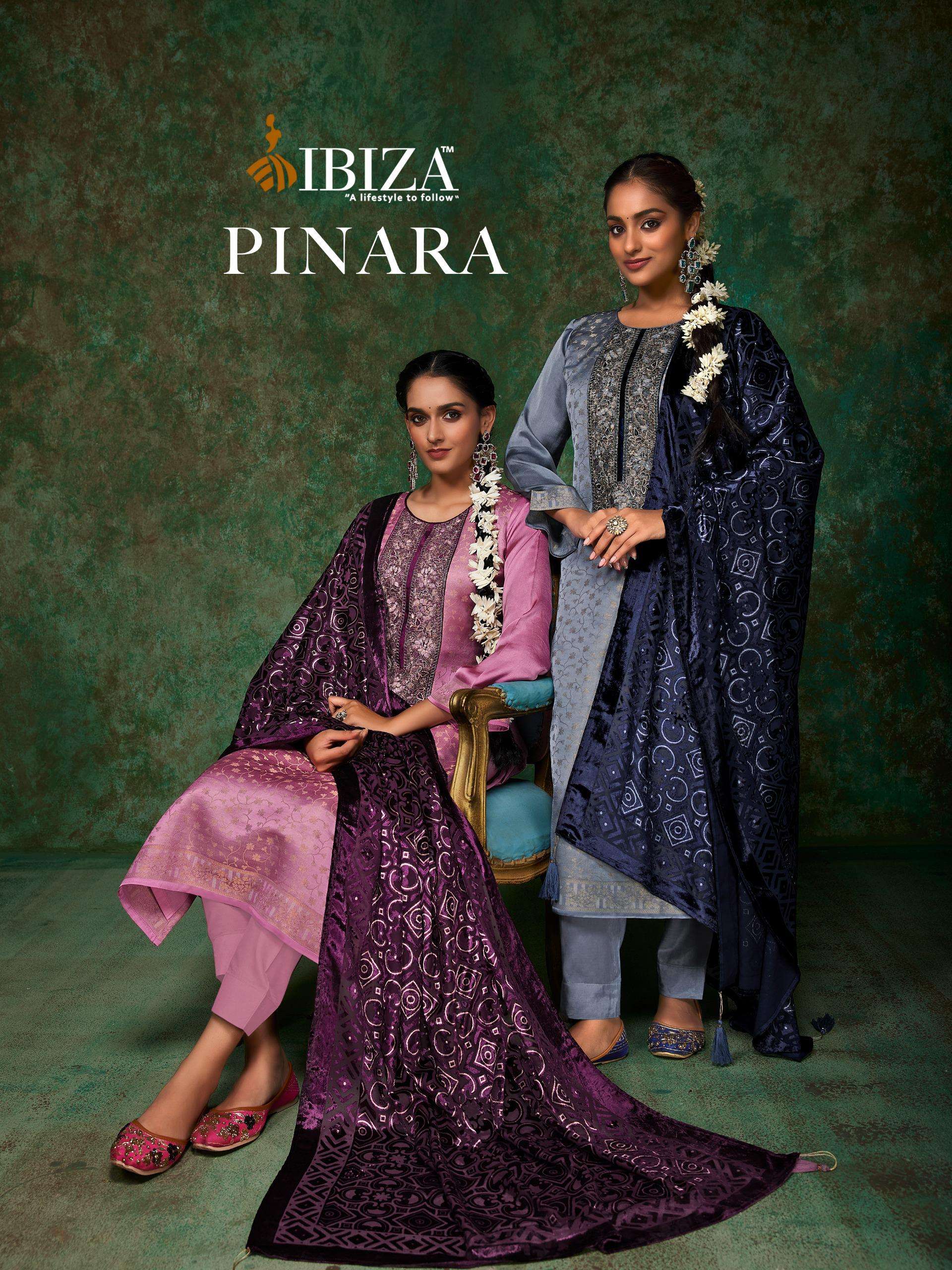 IBIZA PINARA SILK JACQUARD EMBROIDERY WORK HEAVY SUIT