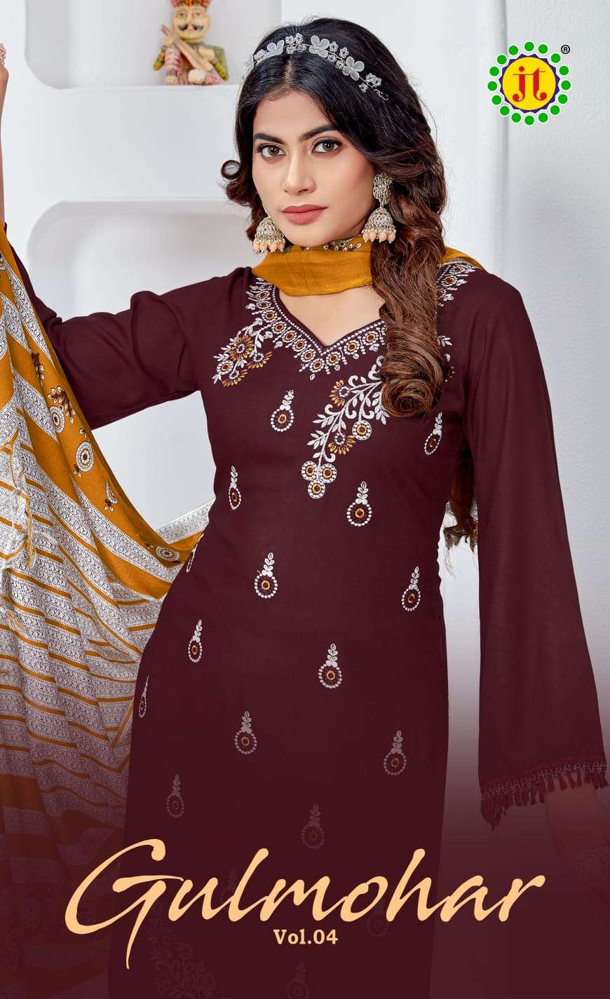 JT GULMOHAR VOL 4 RAYON FANCY EMBROIDERY WORKS SUIT