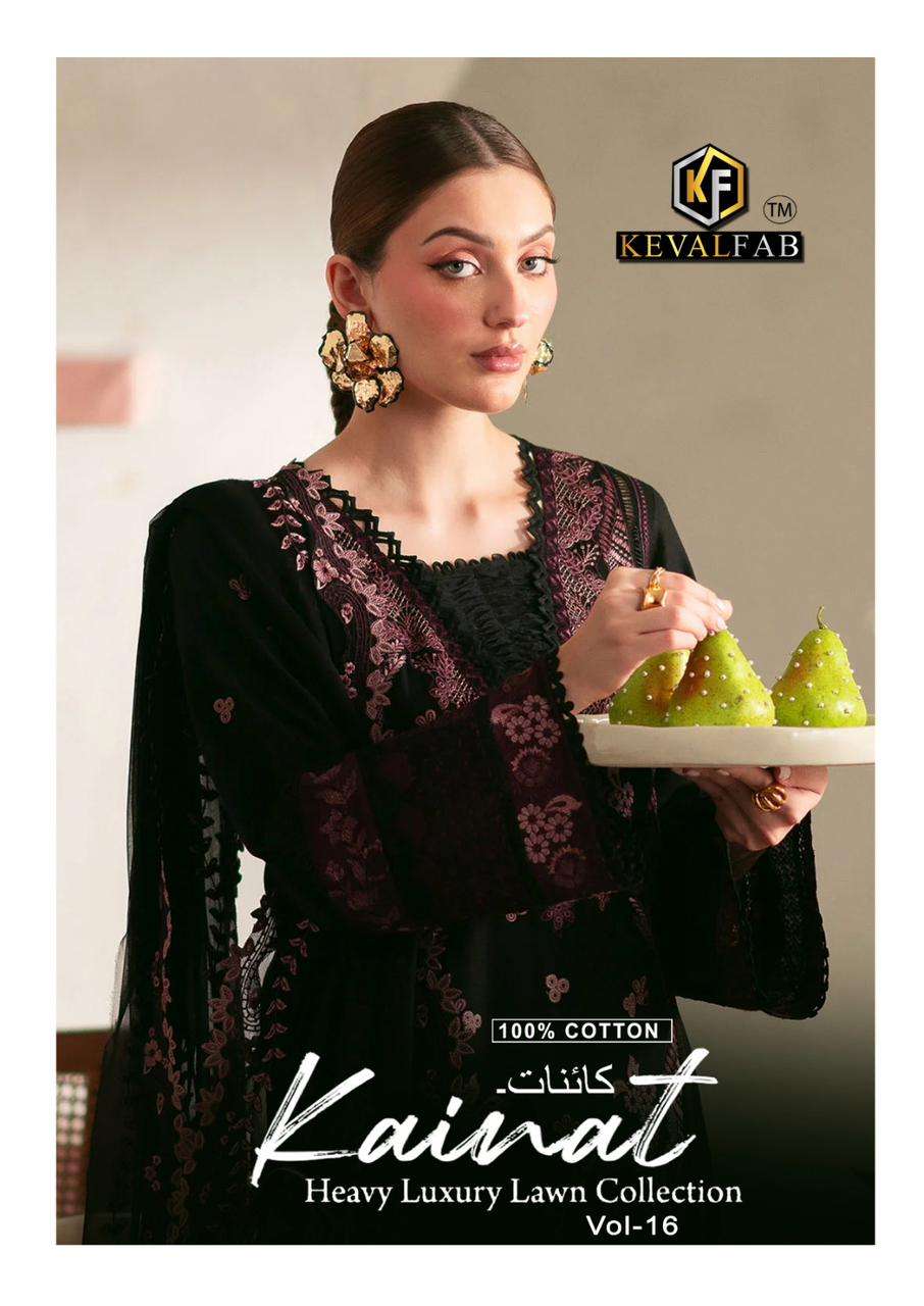 KEVAL FAB KAINAT VOL 16 LAWN COTTON DIGITAL PRINTS SALWAR SUIT