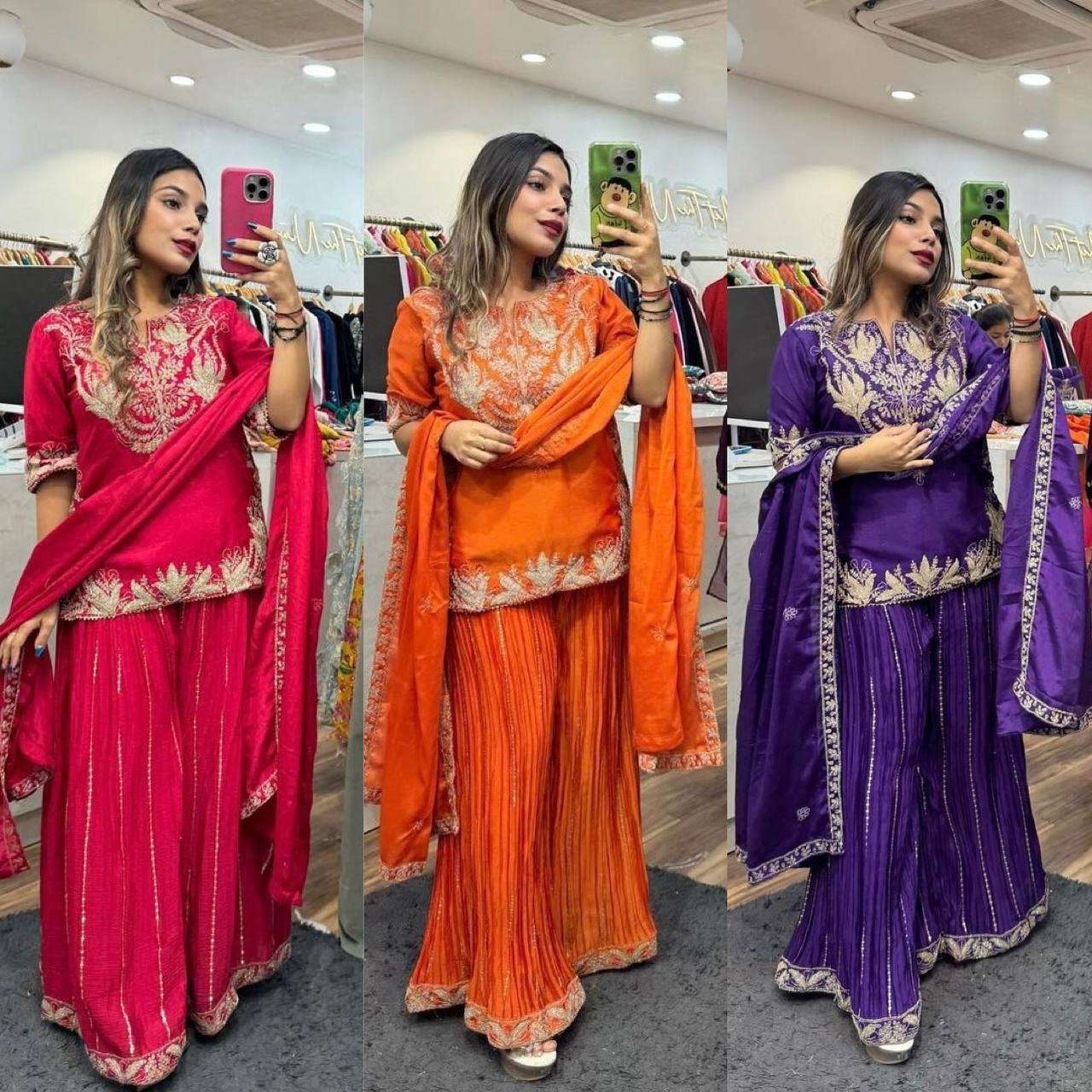 ND 5023 BEAUTIFUL DESIGNER TOP WITH SHARARA AND DUPATTA SET
