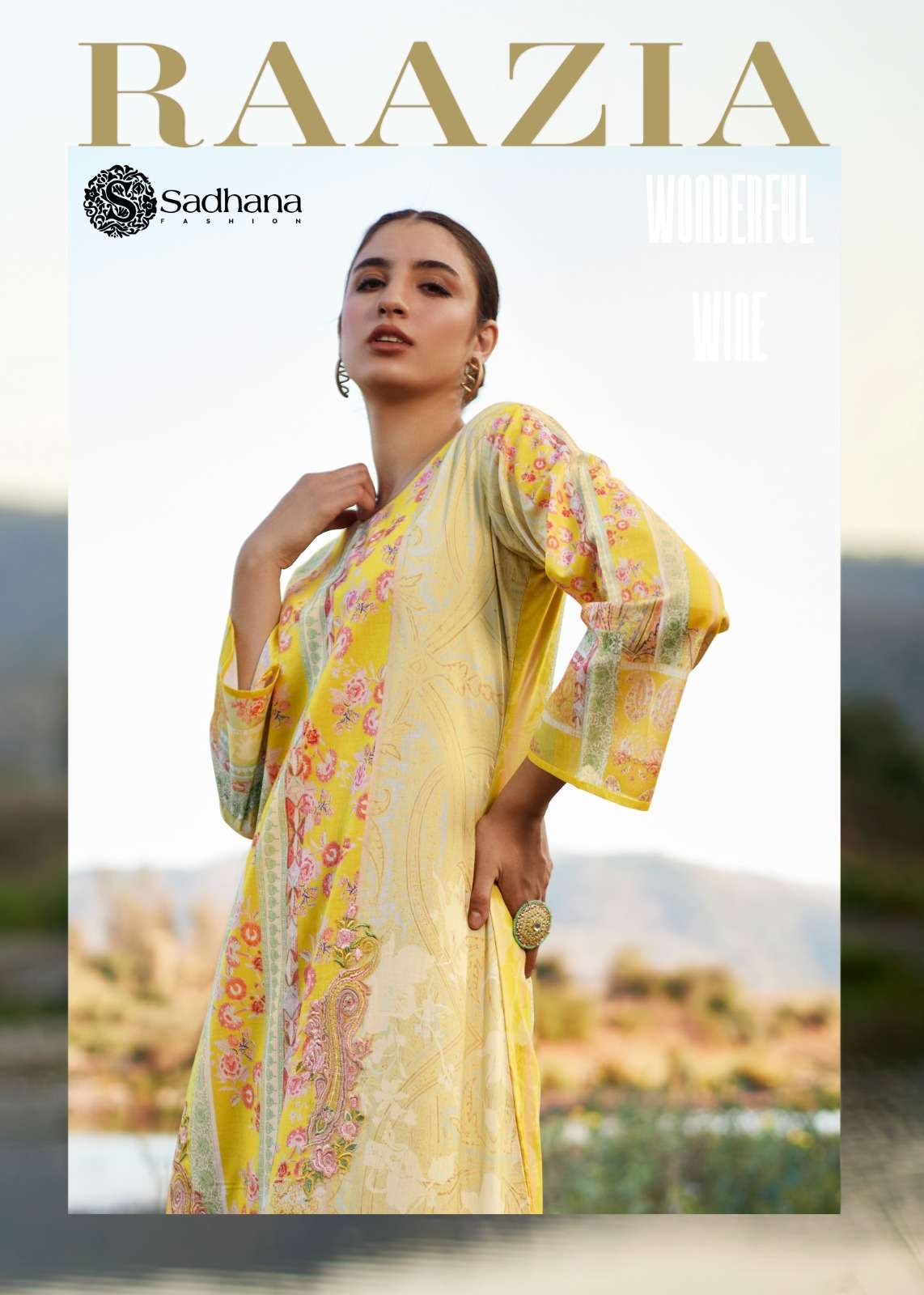 SADHANA FASHION RAAZIA LAWN COTTON DIGITAL PRINT WITH FANCY WORK SUIT