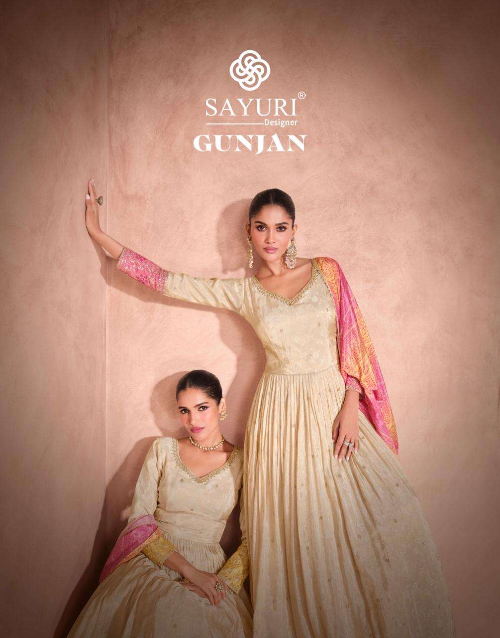 SAYURI DESIGNER GUNJAN SILK JACQUARD DESIGNER PARTY WEAR GOWN DRESS
