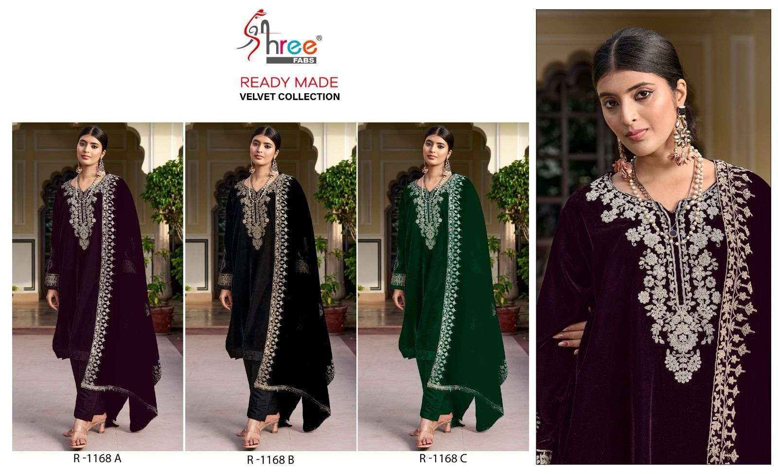SHREE FAB DESIGN NO - R - 1168 VELVET READYMADE SUIT