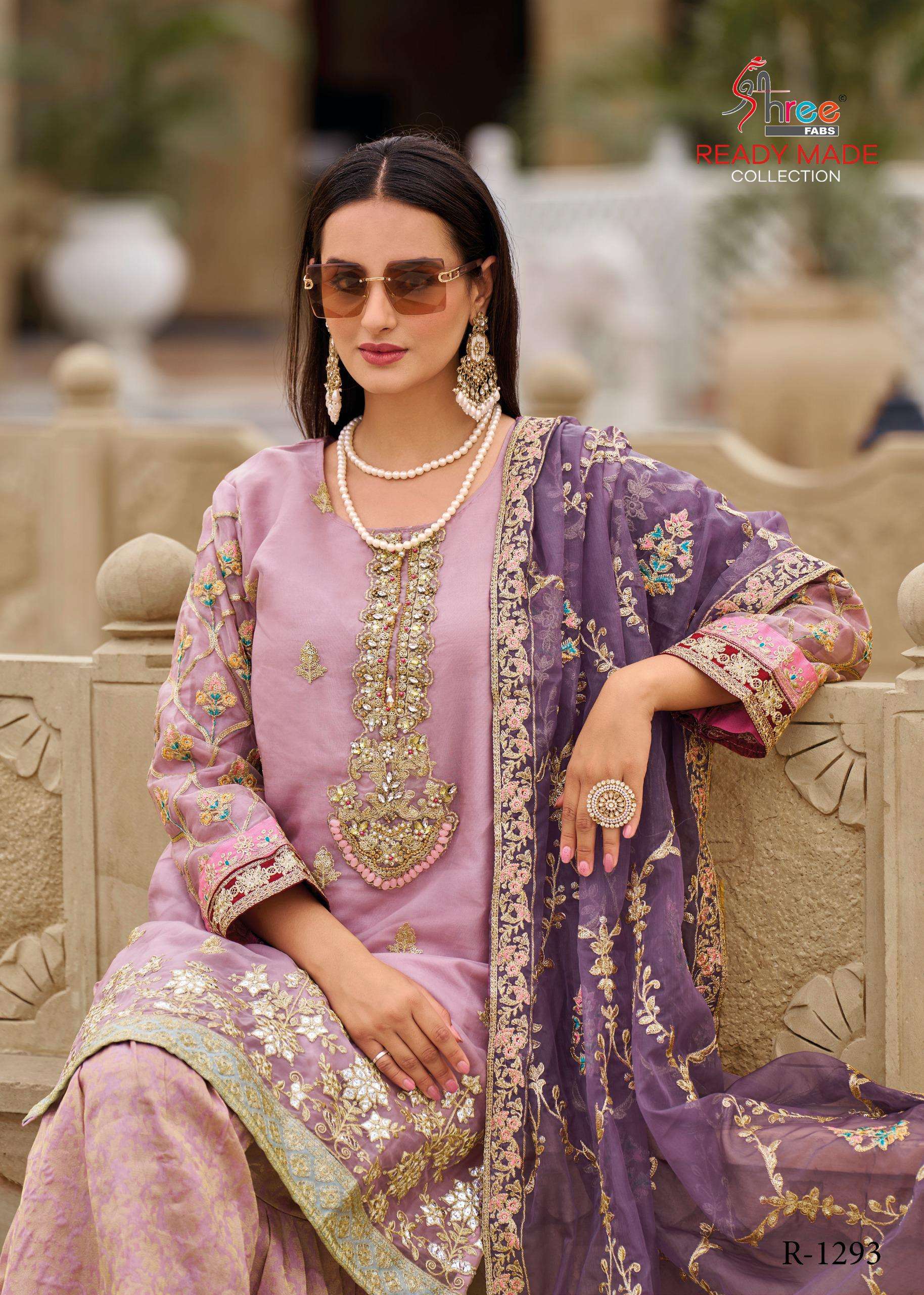 SHREE FABS R 1293 ORGANZA WITH HEAVY EMBROIDERY DESIGNER SUIT