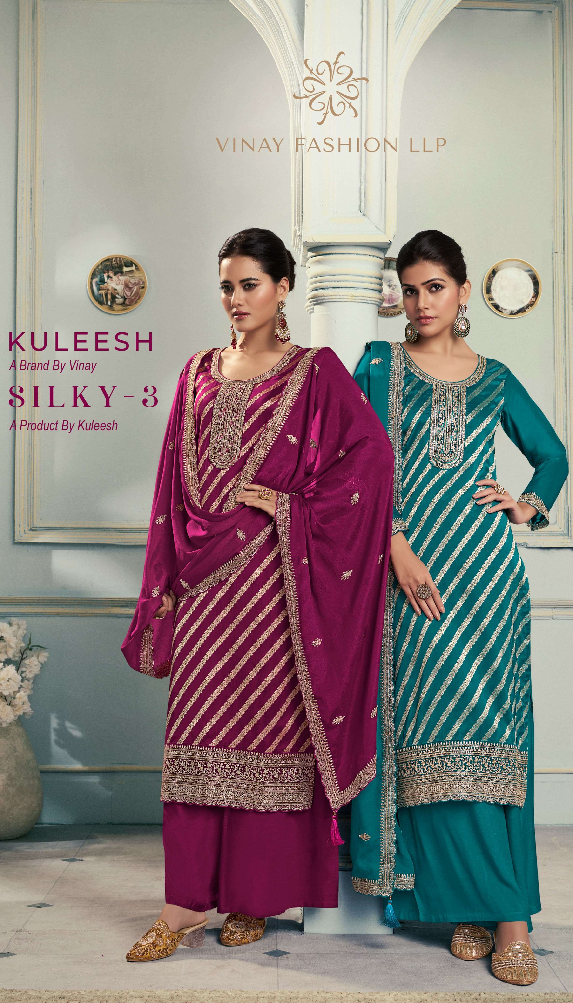 VINAY FASHION KULEESH SILKY VOL 3 SILK JACQUARD DESIGNER LADIES SUIT