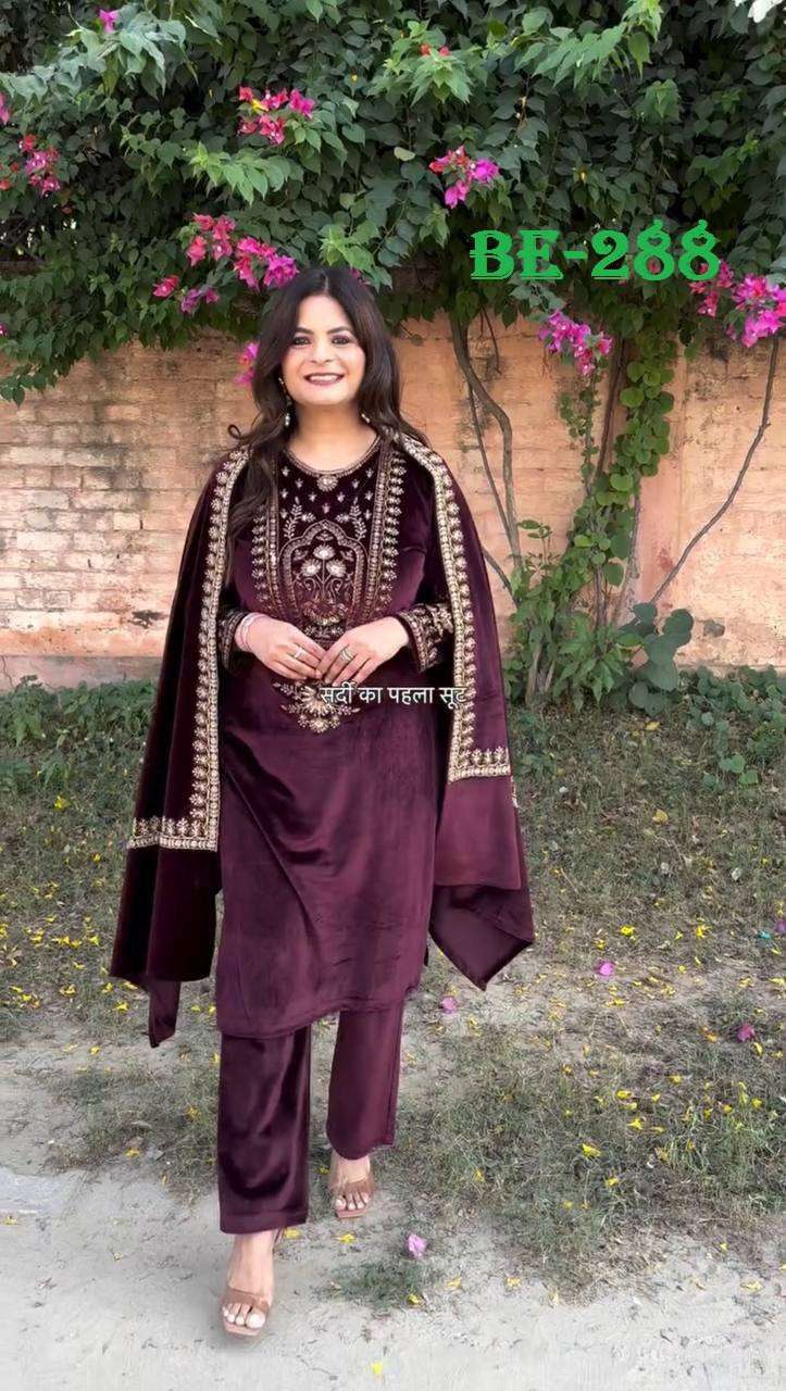 BE 288 VELVET WITH SEQUENCE DESIGNER WORK WINTER WEAR SUIT