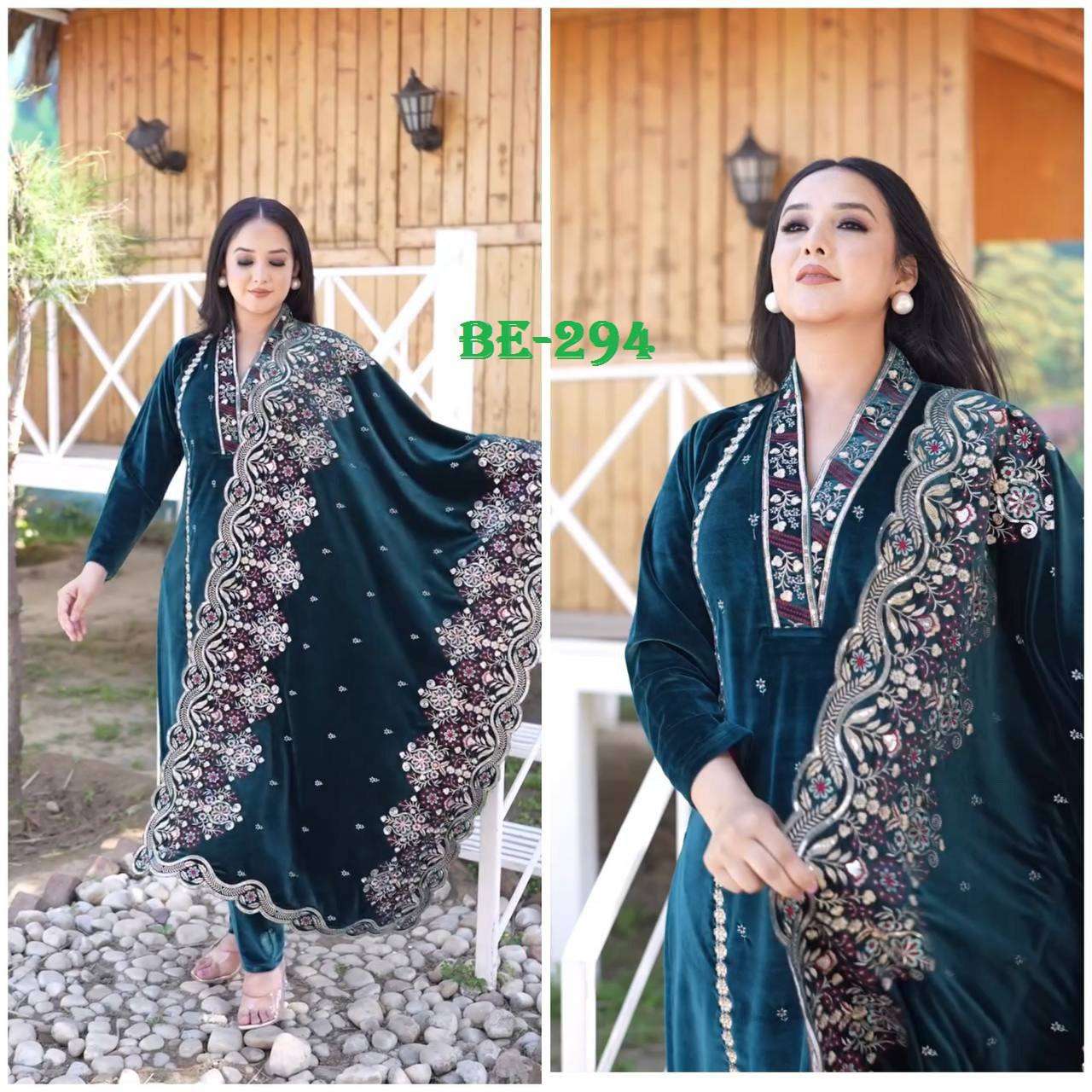 BE 294 VELVET SEQUENCE EMBROIDERY DESIGNER WORK SUIT