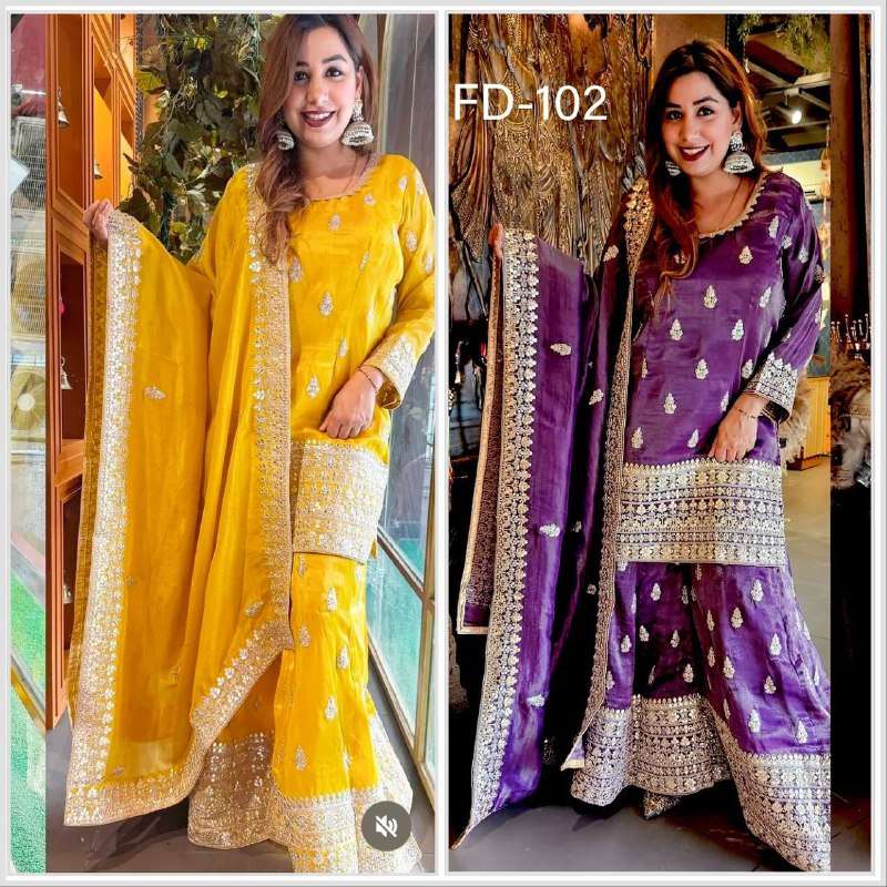 FD 102 SILK DESIGNER WEDDING WEAR SHARARA SUIT