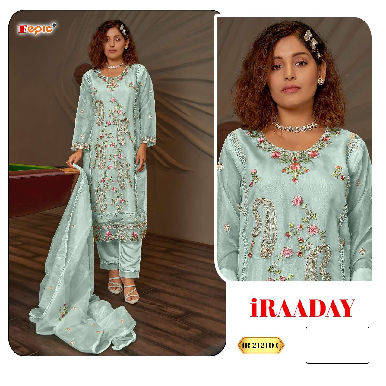 FEPIC iRAADAY IR 21210 ORGANZA HEAVY EMBROIDERED PAKISTANI SUIT