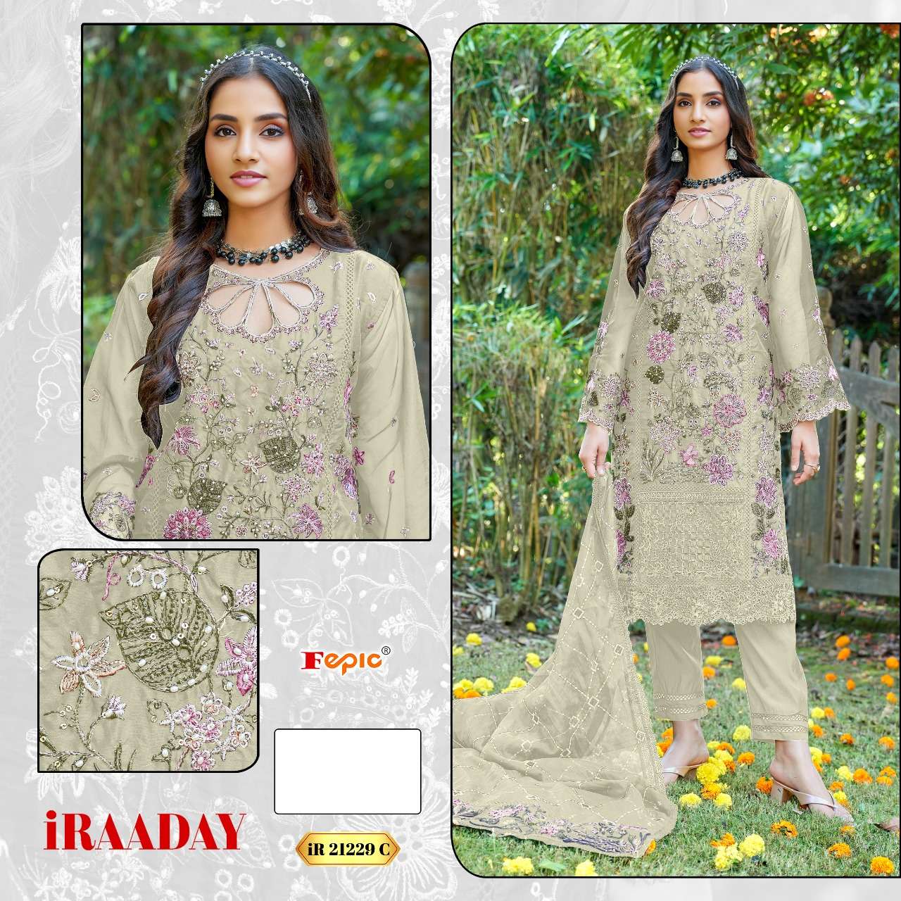 FEPIC iRAADAY IR 21229 ORGANZA EMBROIDERED PAKISTANI SUIT