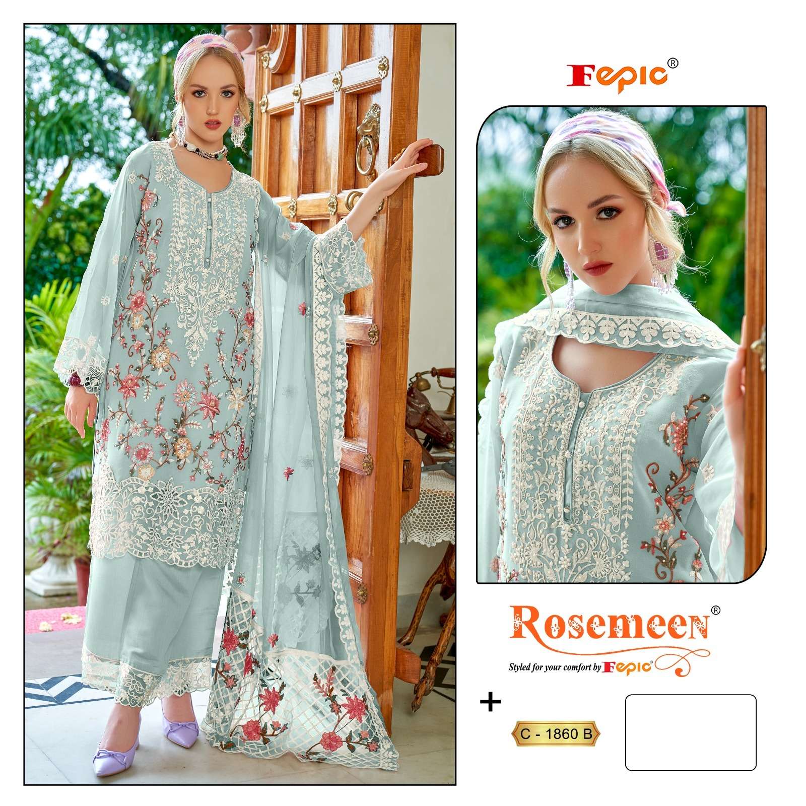 FEPIC ROSEMEEN C 1860 GEORGETTE EMBROIDERED PAKISTANI SUIT