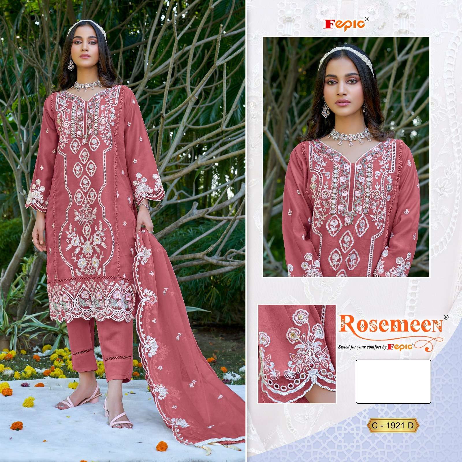 FEPIC ROSEMEEN C 1921 ORGANZA EMBROIDERED FANCY PAKISTANI SUIT