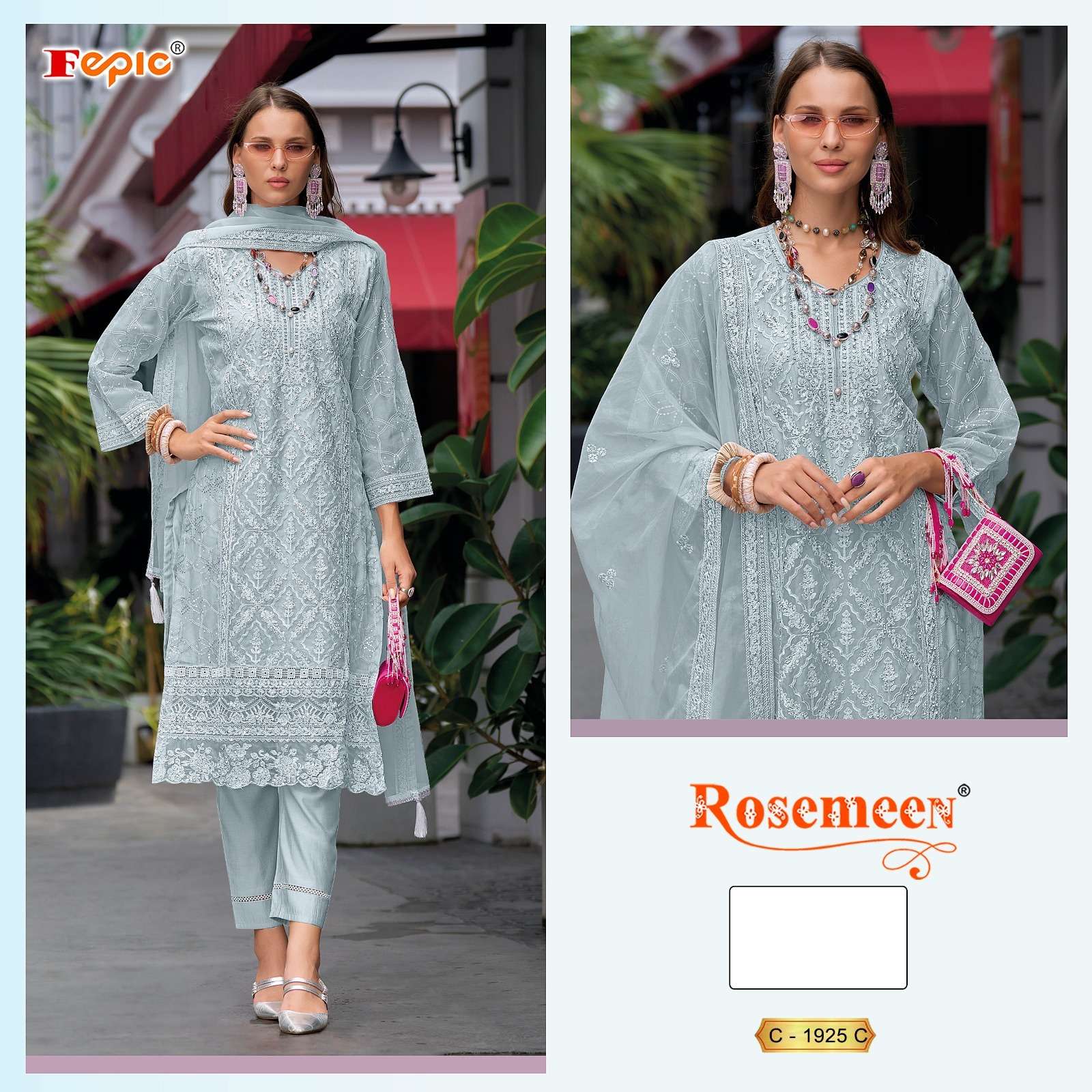 FEPIC ROSEMEEN C 1925 ORGANZA EMBROIDERED PAKISTANI SUIT