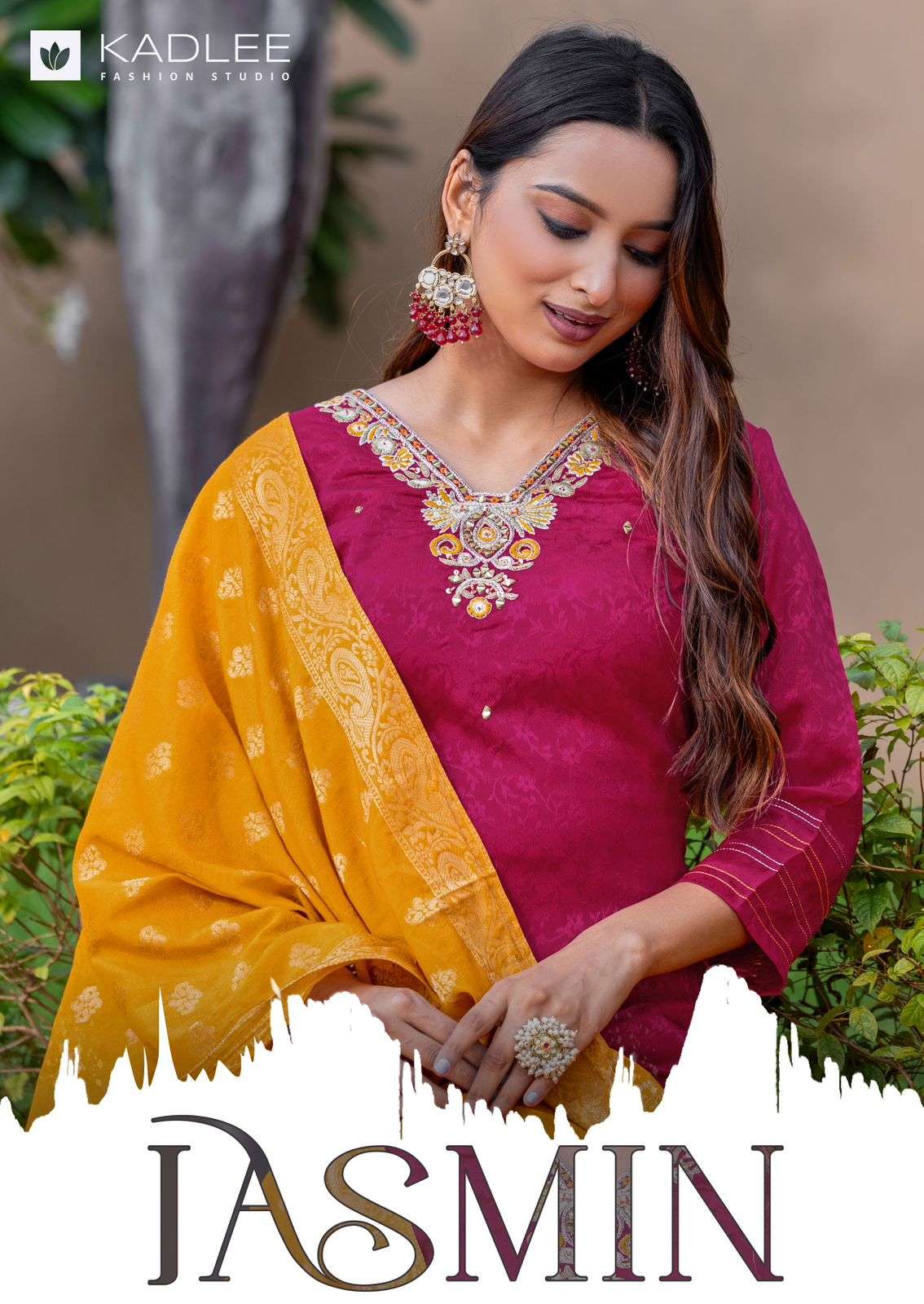 KADLEE FASHION JASMIN JACQUARD SILK DESIGNER READY MADE LADIES SUIT