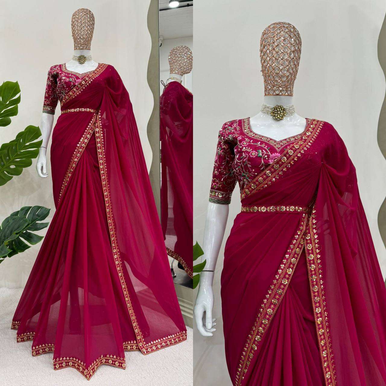 KD 540 GEORGETTE BEAUTIFUL DESIGNER LOOK FUNCTION WEAR SAREE