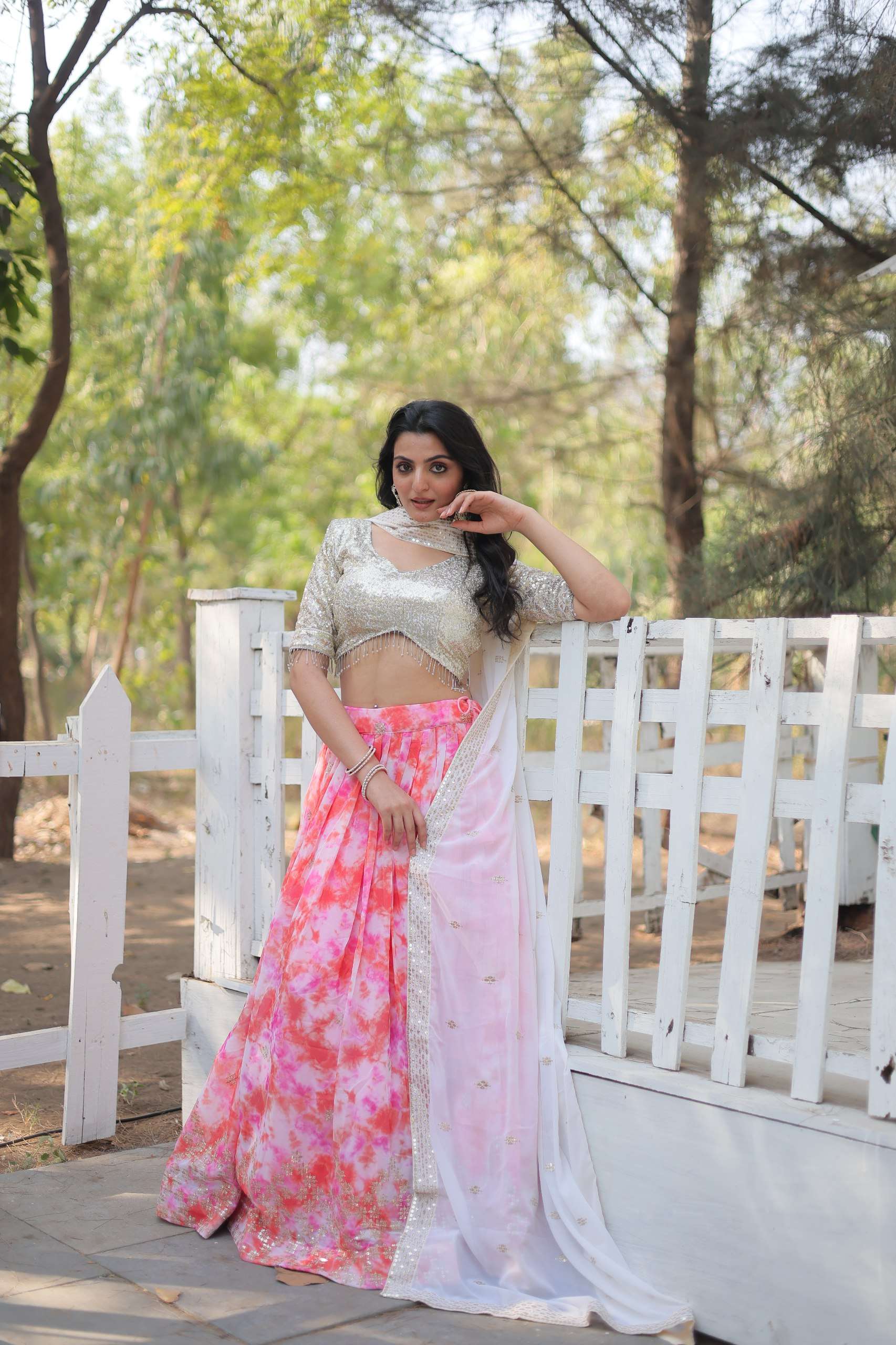  LW 7111 GEORGETTE DESIGNER FUNCTION WEAR LEHENGA