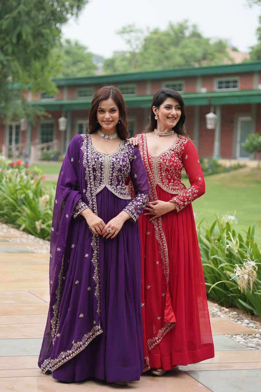 LW 9202 GEORGETTE HEAVY DESIGNER PARTY WEAR GOWN WITH DUPATTA 