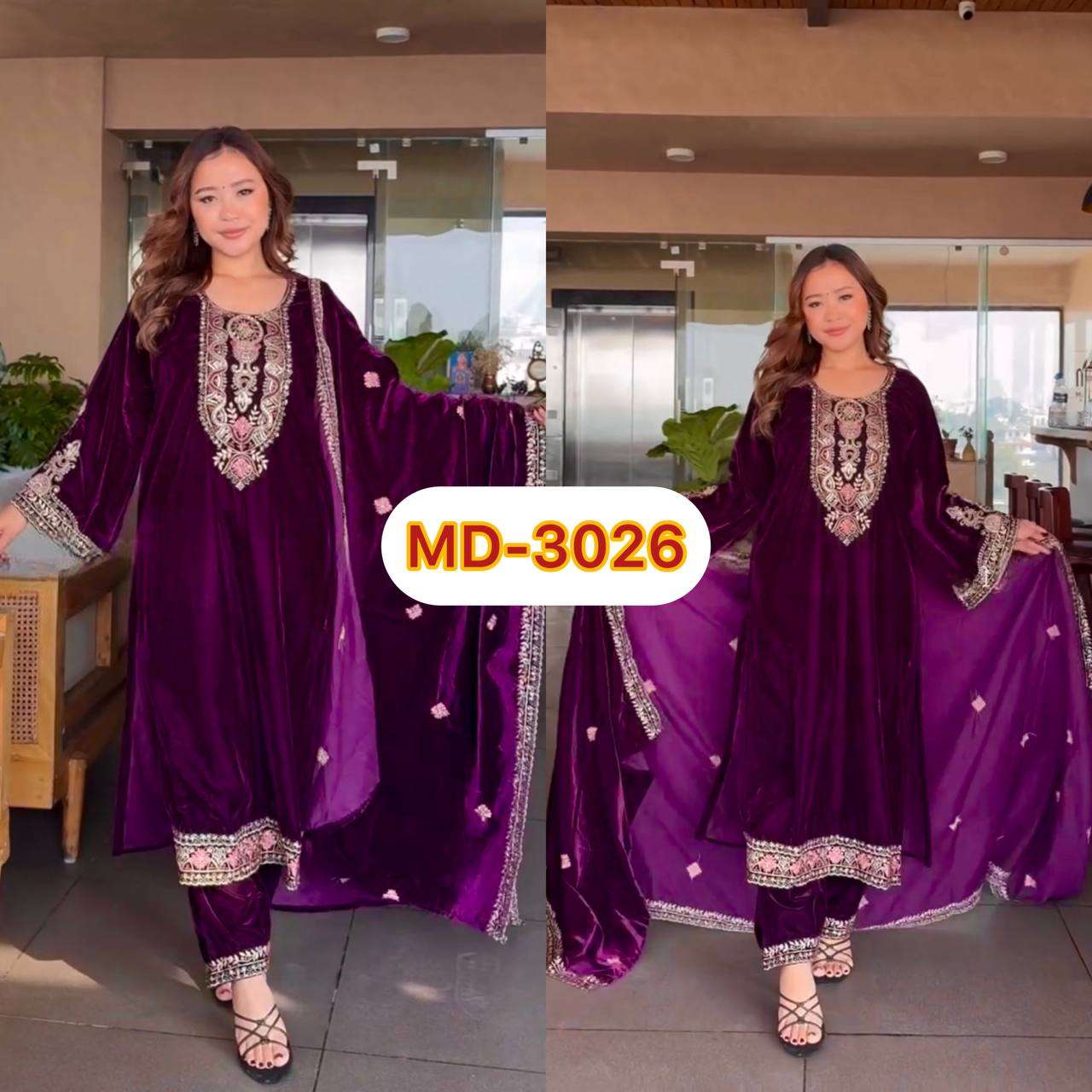 MD 3026 VELVET DESIGNER READY MADE SUIT