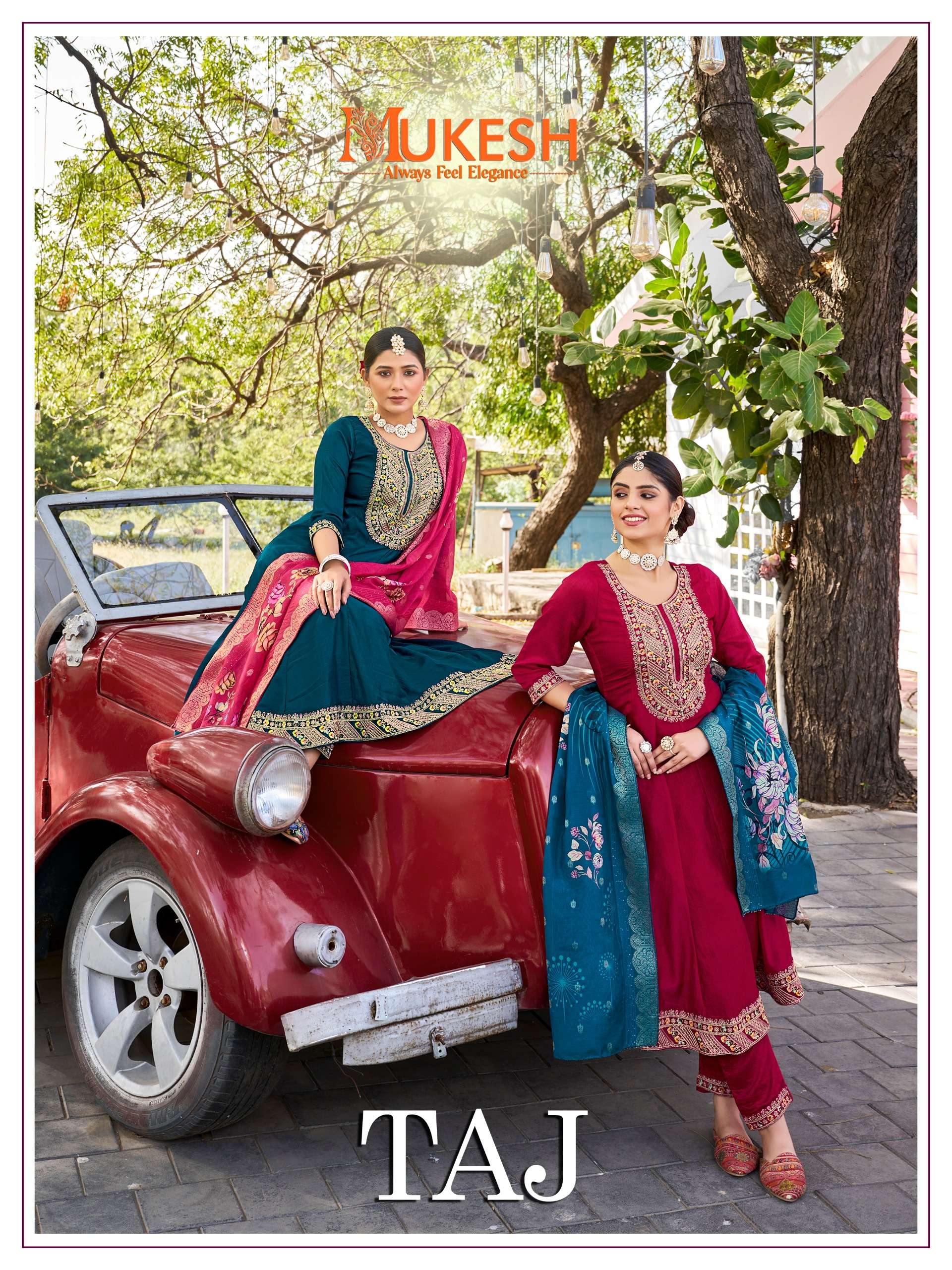 MUKESH TAJ ANARKALI GOWN WITH PANT AND DUPATTA SET