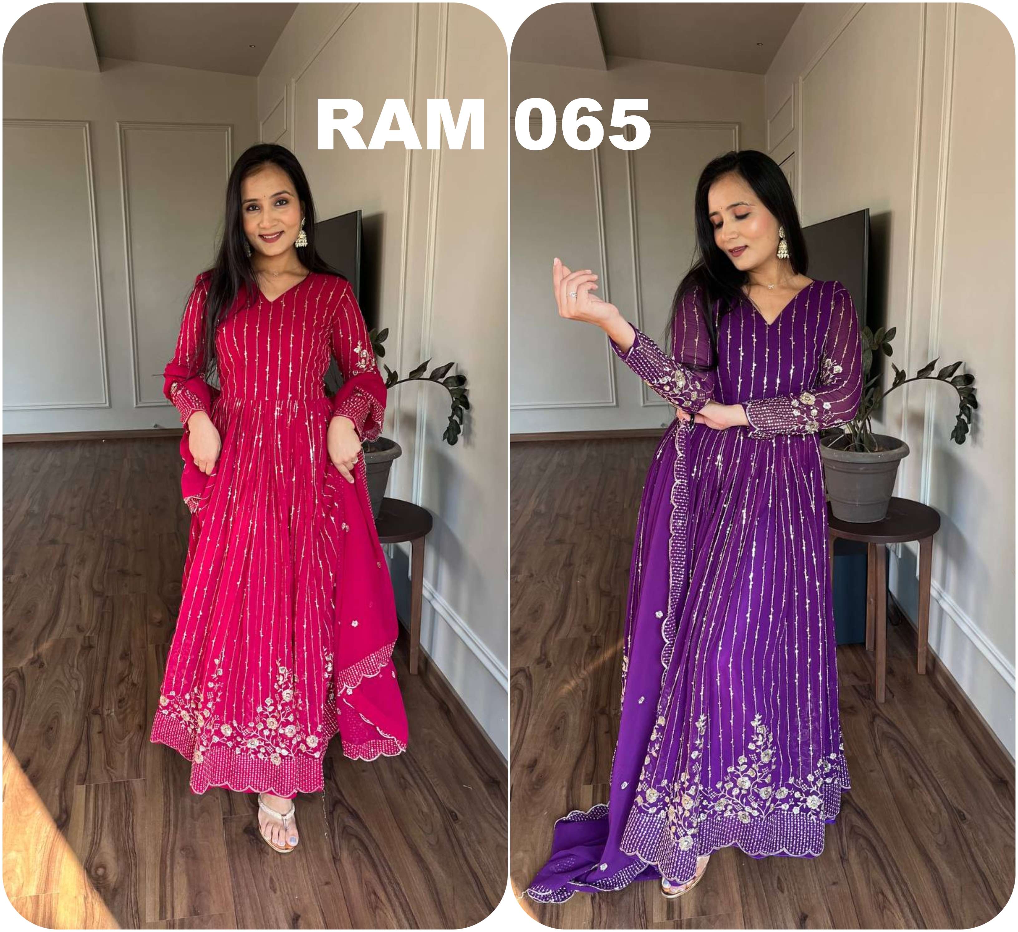 RAM 065 GEORGETTE DESIGNER GOWN WITH DUPATTA SET