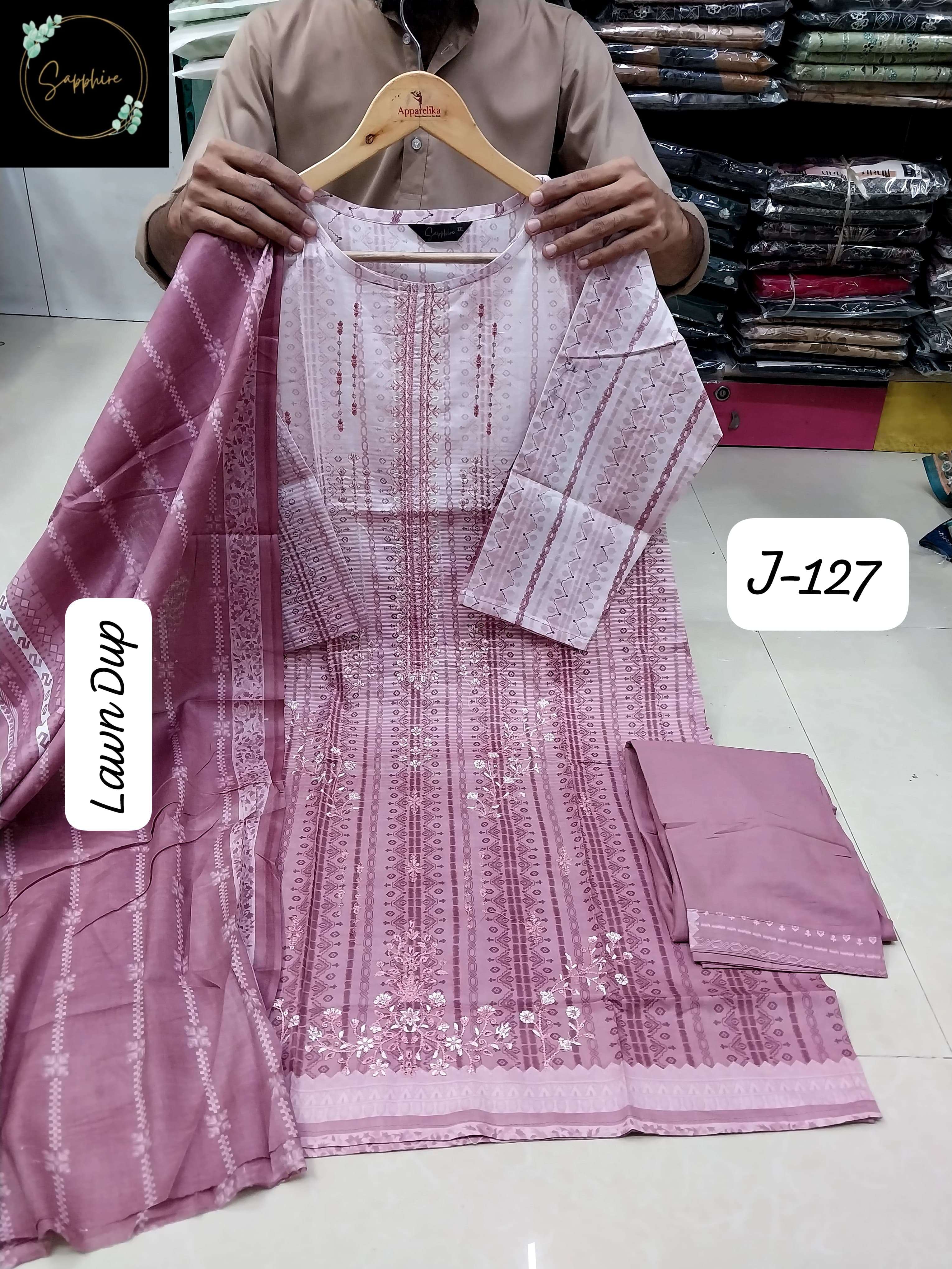 SAPPHIRE JAZMIN J 127 LAWN COTTON FANCY DESIGNER WORK SUIT