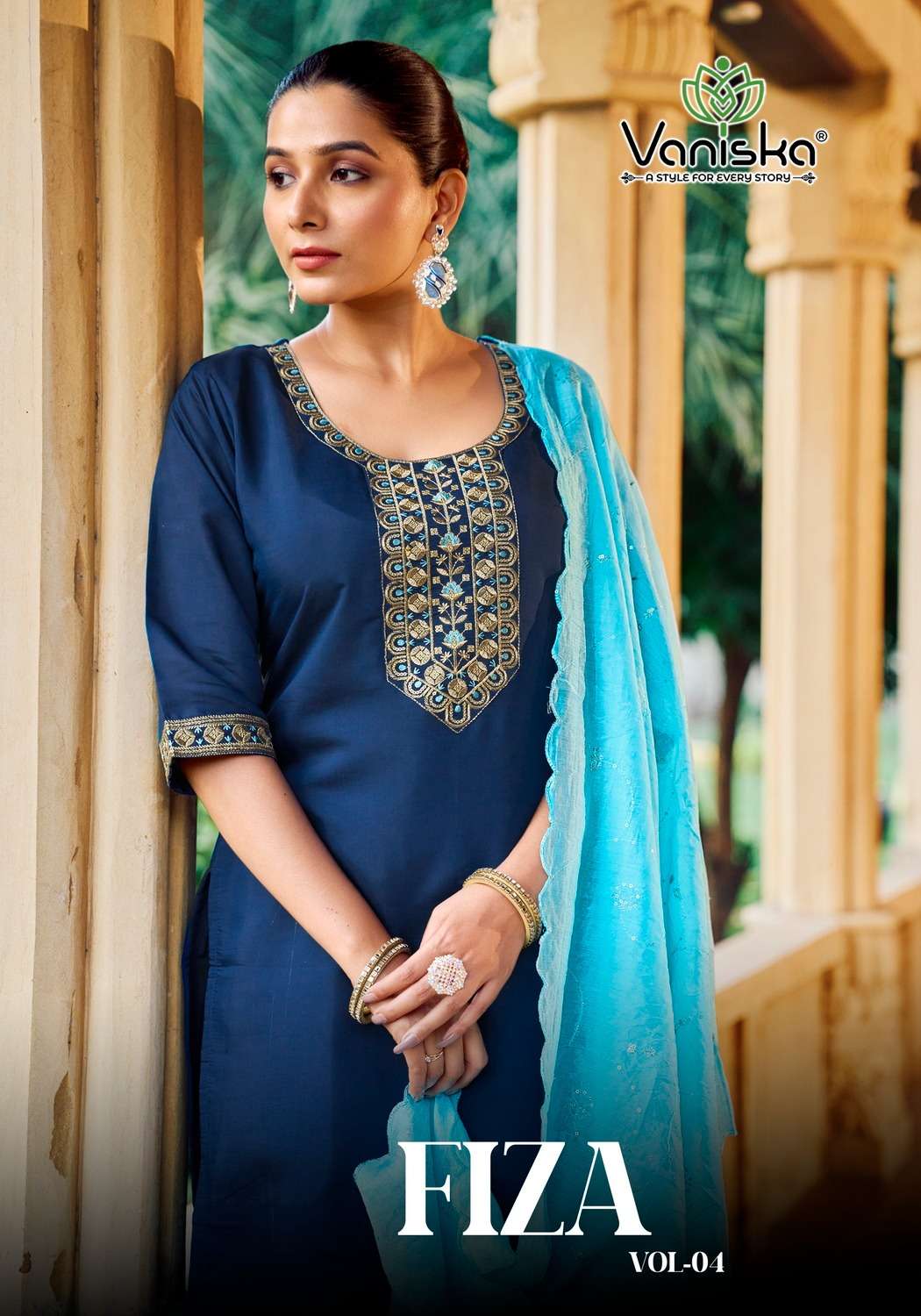 VANISKA FIZA VOL 4 SILK FANCY WORKS LADIES KURTI COMO SET 