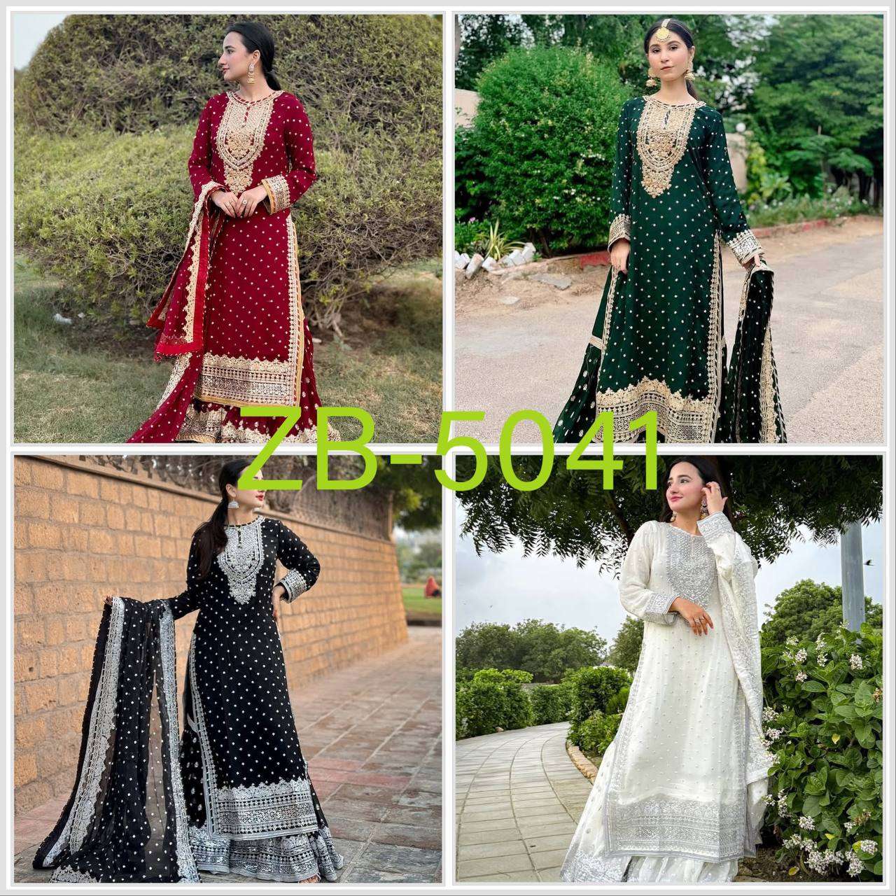 ZB 5041 GEORGETTE HEAVY DESIGNER WEDDING WEAR SHARARA SUIT