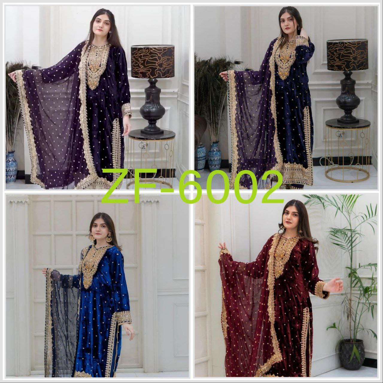 ZD 6002  DESIGNER VELVET PAKISTANI STYLE READY MADE SUIT